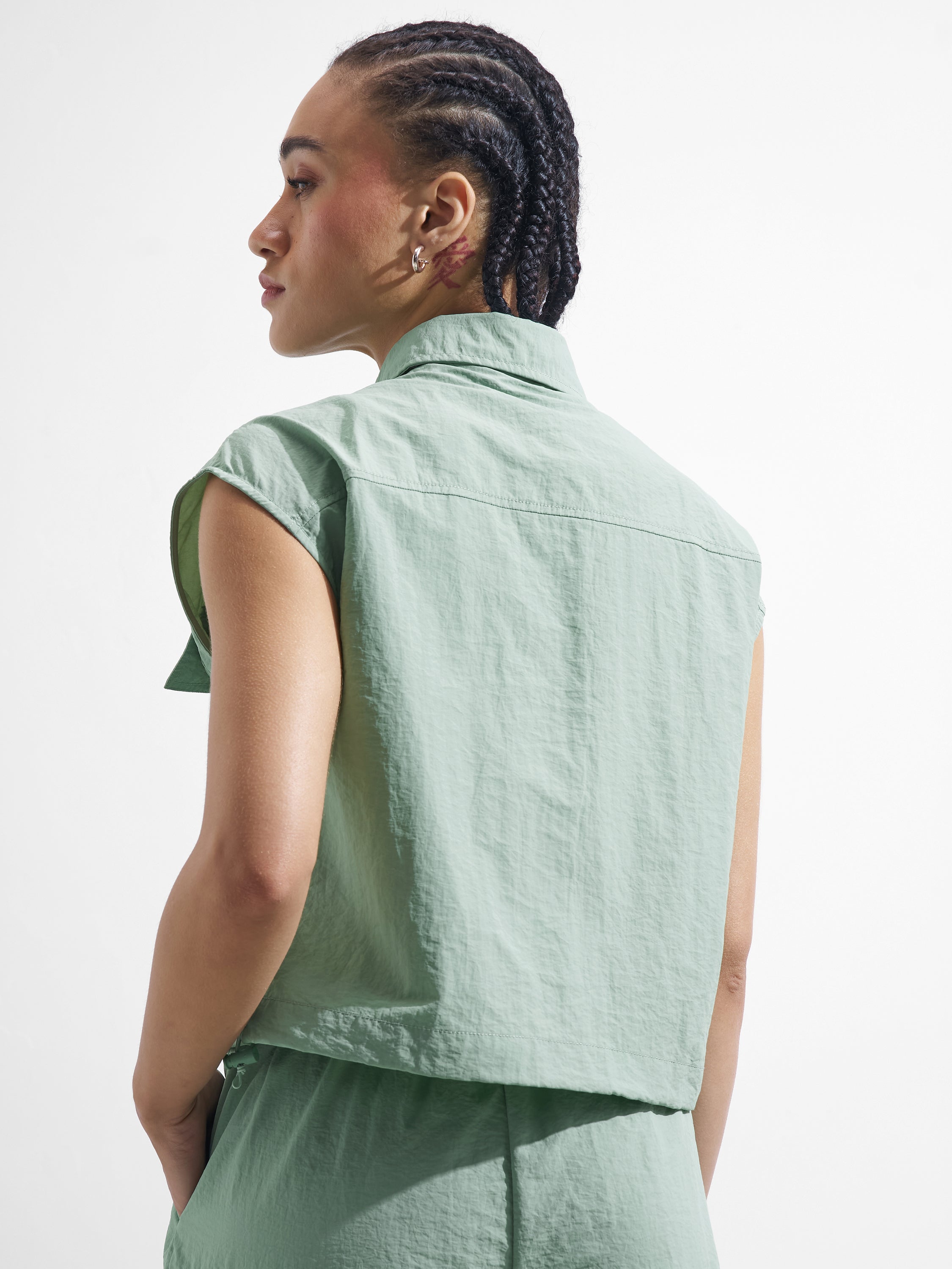 Street By Tokyo Talkies Women Green Solid Shirt Style Top - Green - Image 3