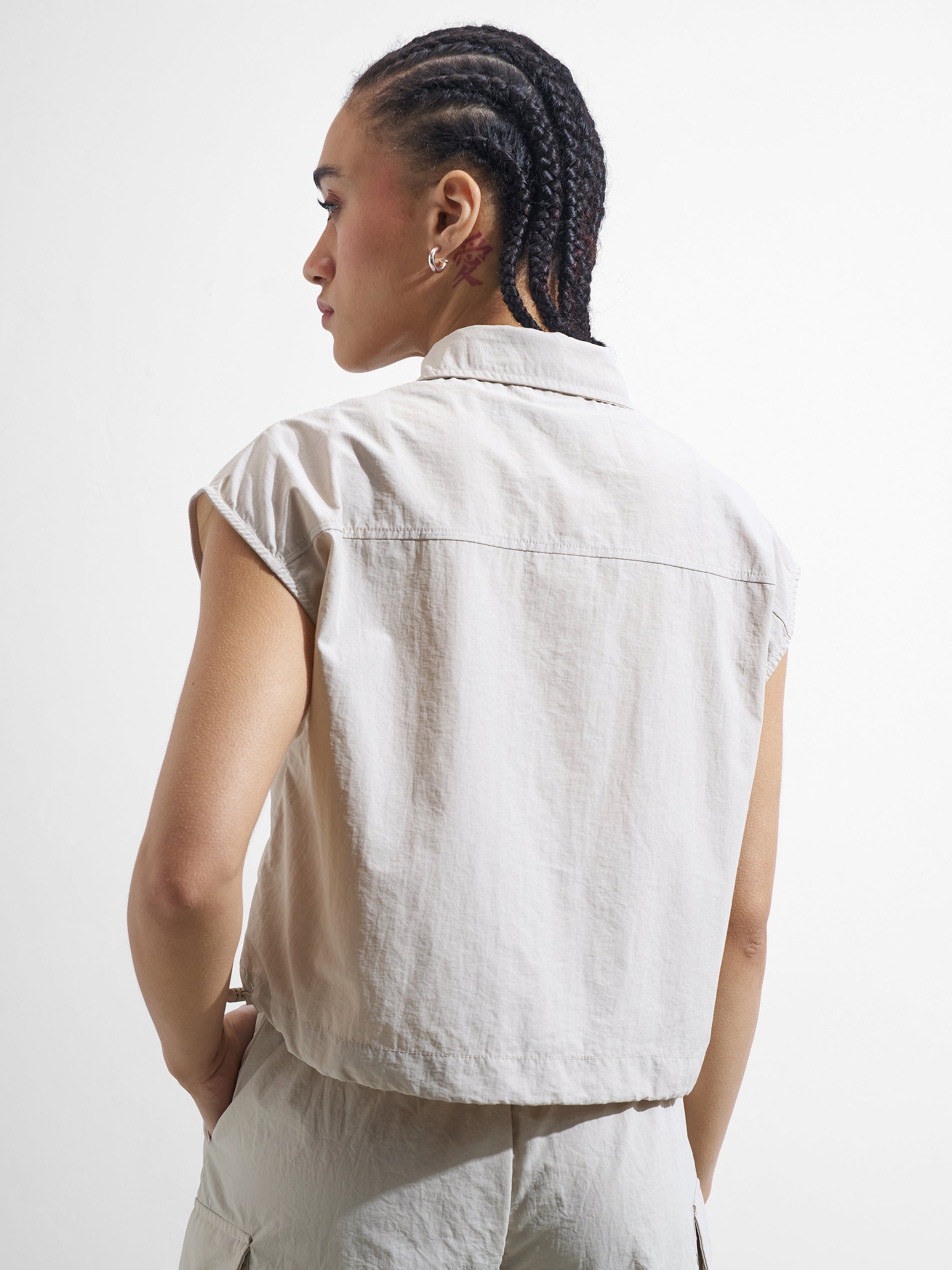 Street By Tokyo Talkies Women Beige Solid Shirt Style Top - Beige - Image 3