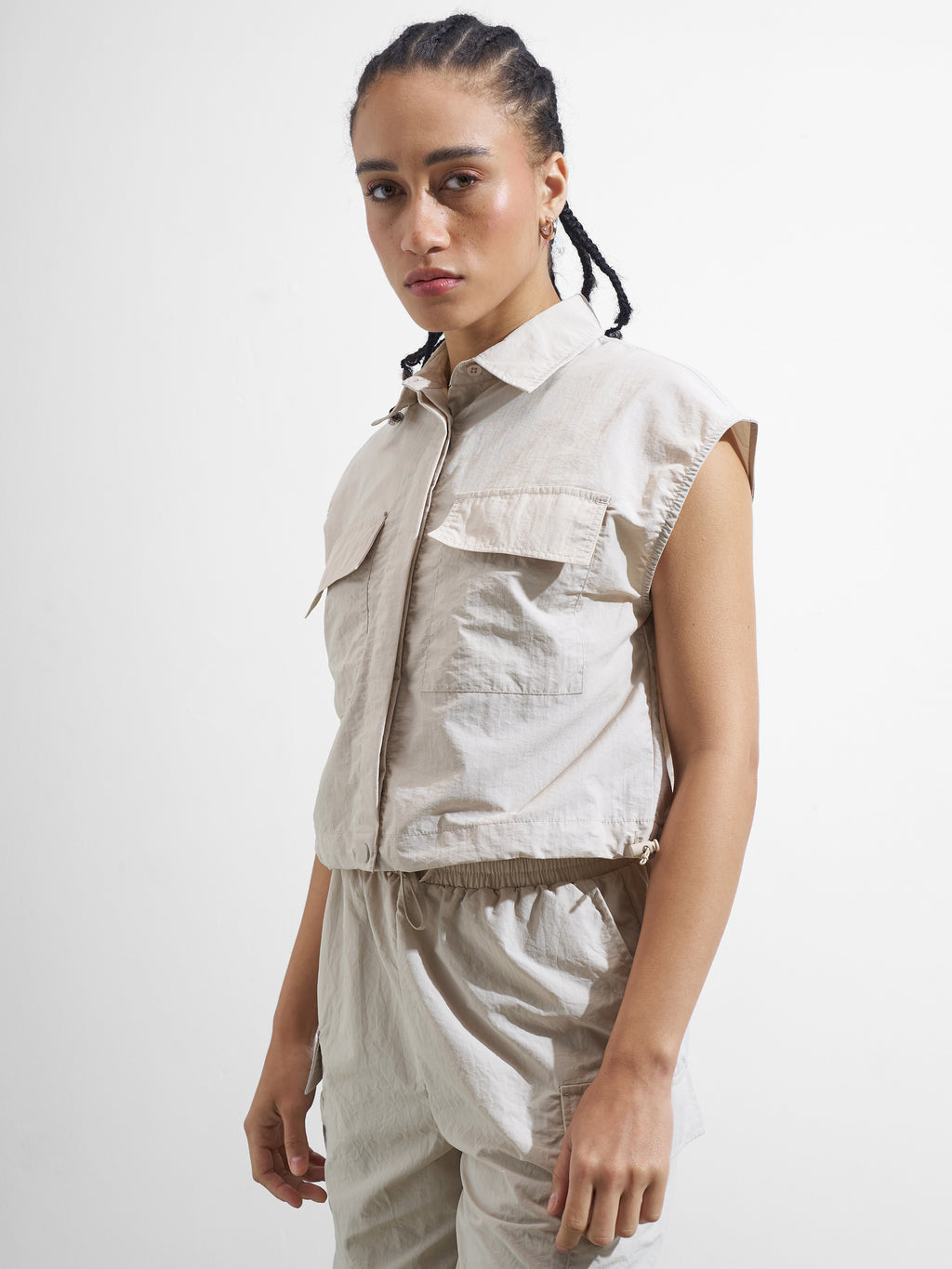 Street By Tokyo Talkies Women Beige Solid Shirt Style Top - Beige - Image 4