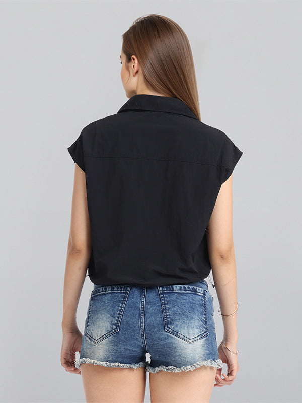 Chic By Tokyo Talkies Women Black Solid Regular Top - Black - Image 3