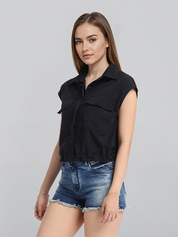 Chic By Tokyo Talkies Women Black Solid Regular Top - Black - Image 4