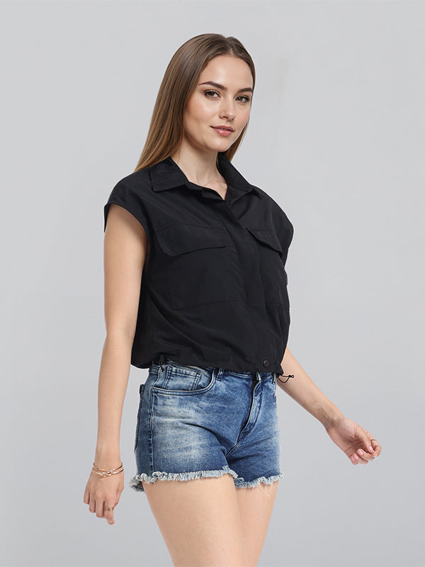 Chic By Tokyo Talkies Women Black Solid Regular Top - Black - Image 6