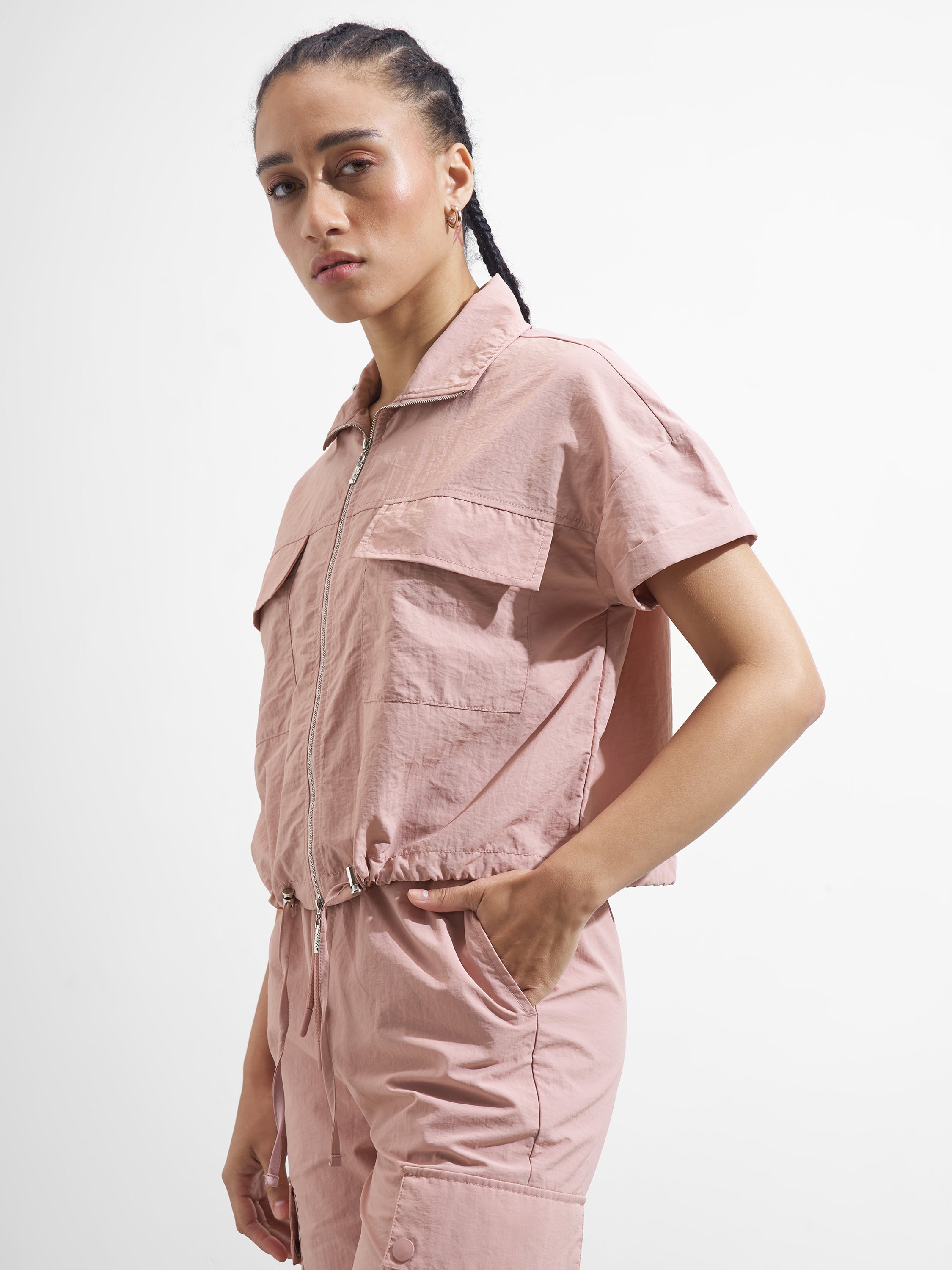 Street By Tokyo Talkies Women Pink Solid Shirt Style Top - Pink - Image 4