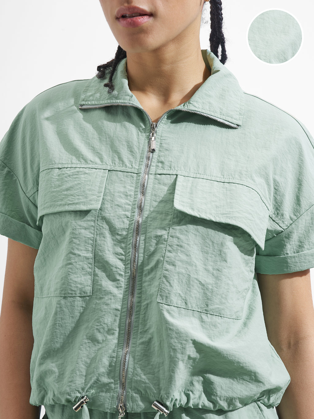 Street By Tokyo Talkies Women Green Solid Shirt Style Top - Green - Image 5