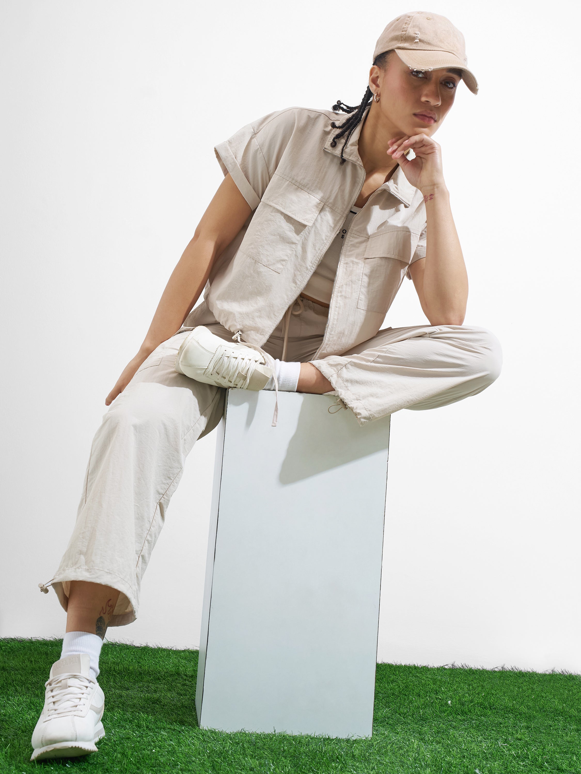 Street By Tokyo Talkies Women Beige Solid Shirt Style Top - Beige - Image 2