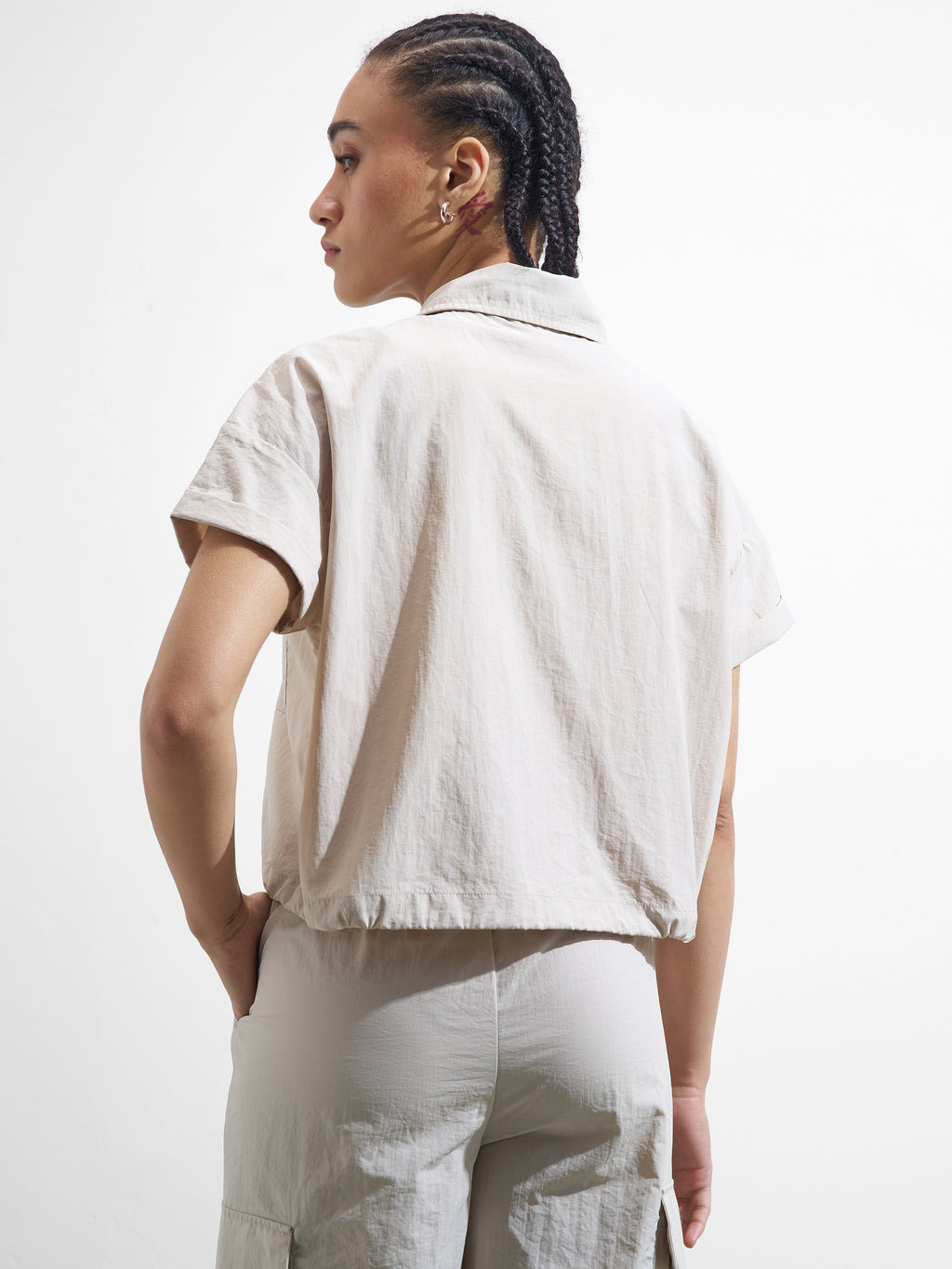 Street By Tokyo Talkies Women Beige Solid Shirt Style Top - Beige - Image 3