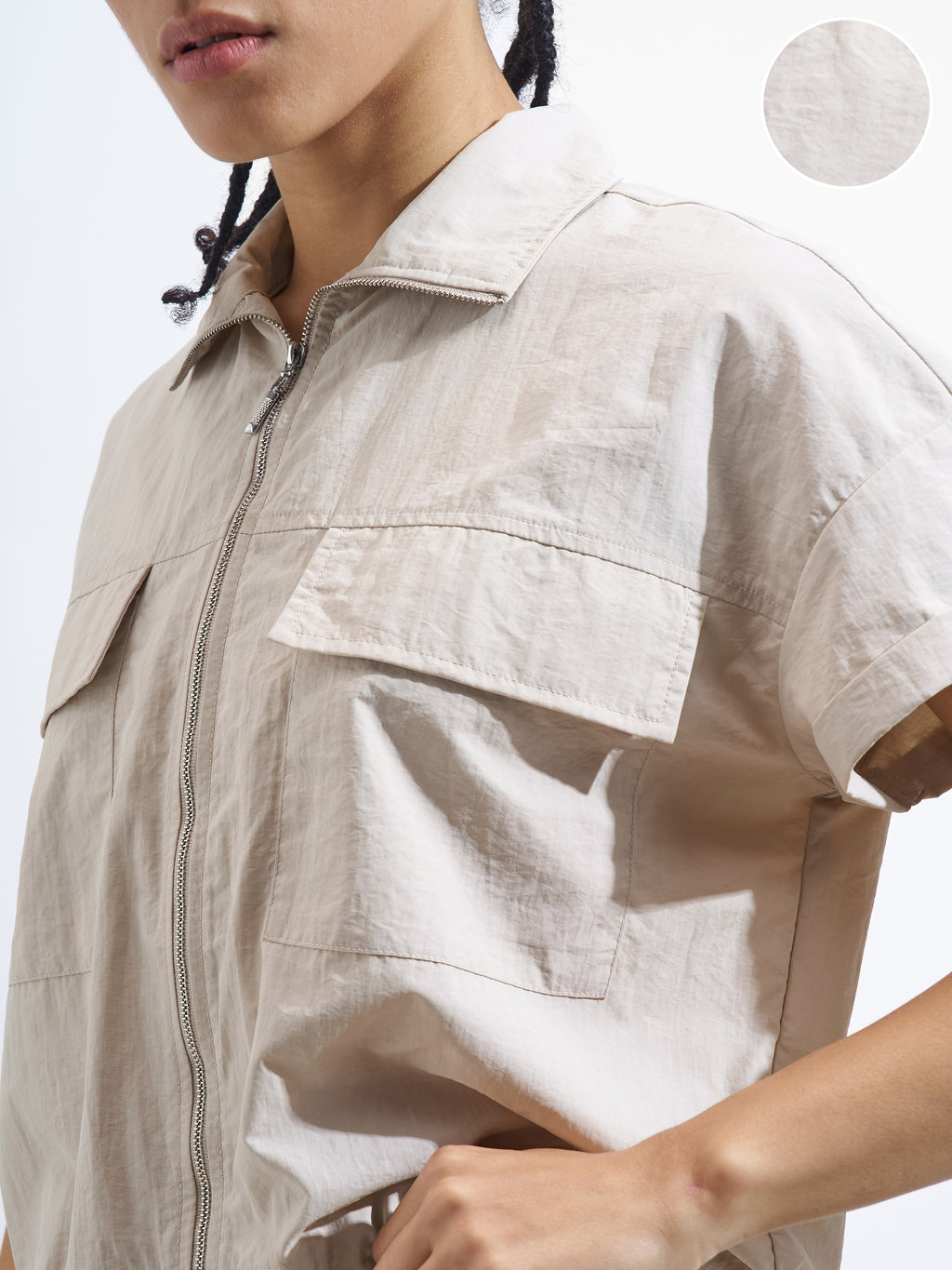 Street By Tokyo Talkies Women Beige Solid Shirt Style Top - Beige - Image 5