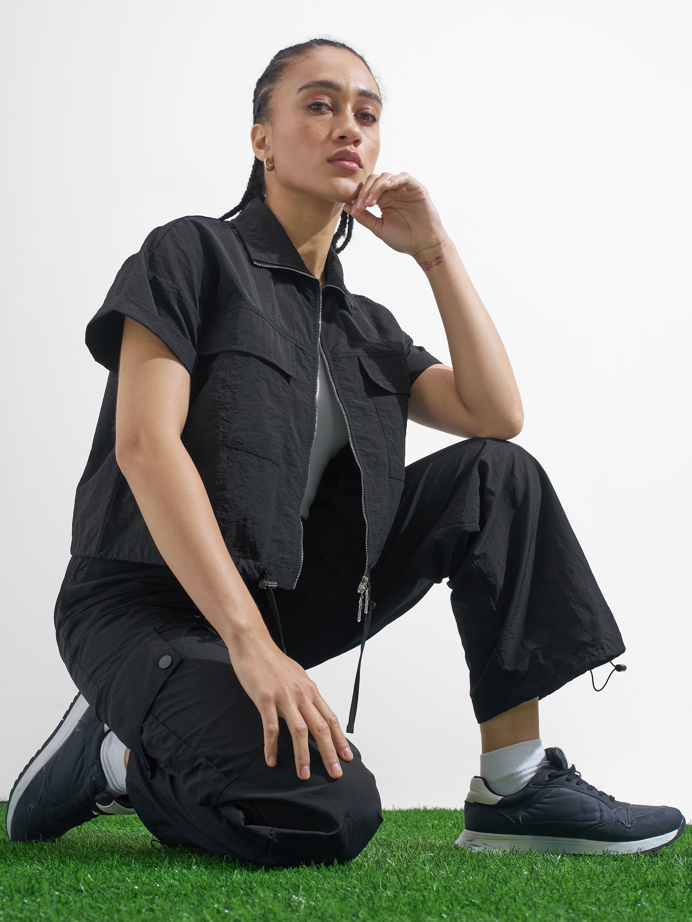 Street By Tokyo Talkies Women Black Solid Shirt Style Top - Black - Image 2