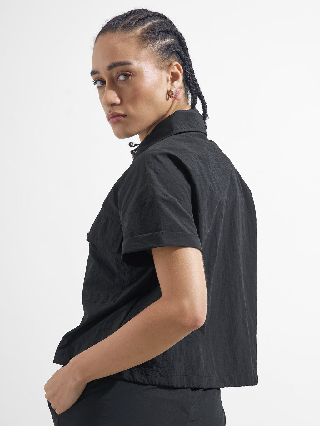Street By Tokyo Talkies Women Black Solid Shirt Style Top - Black - Image 3