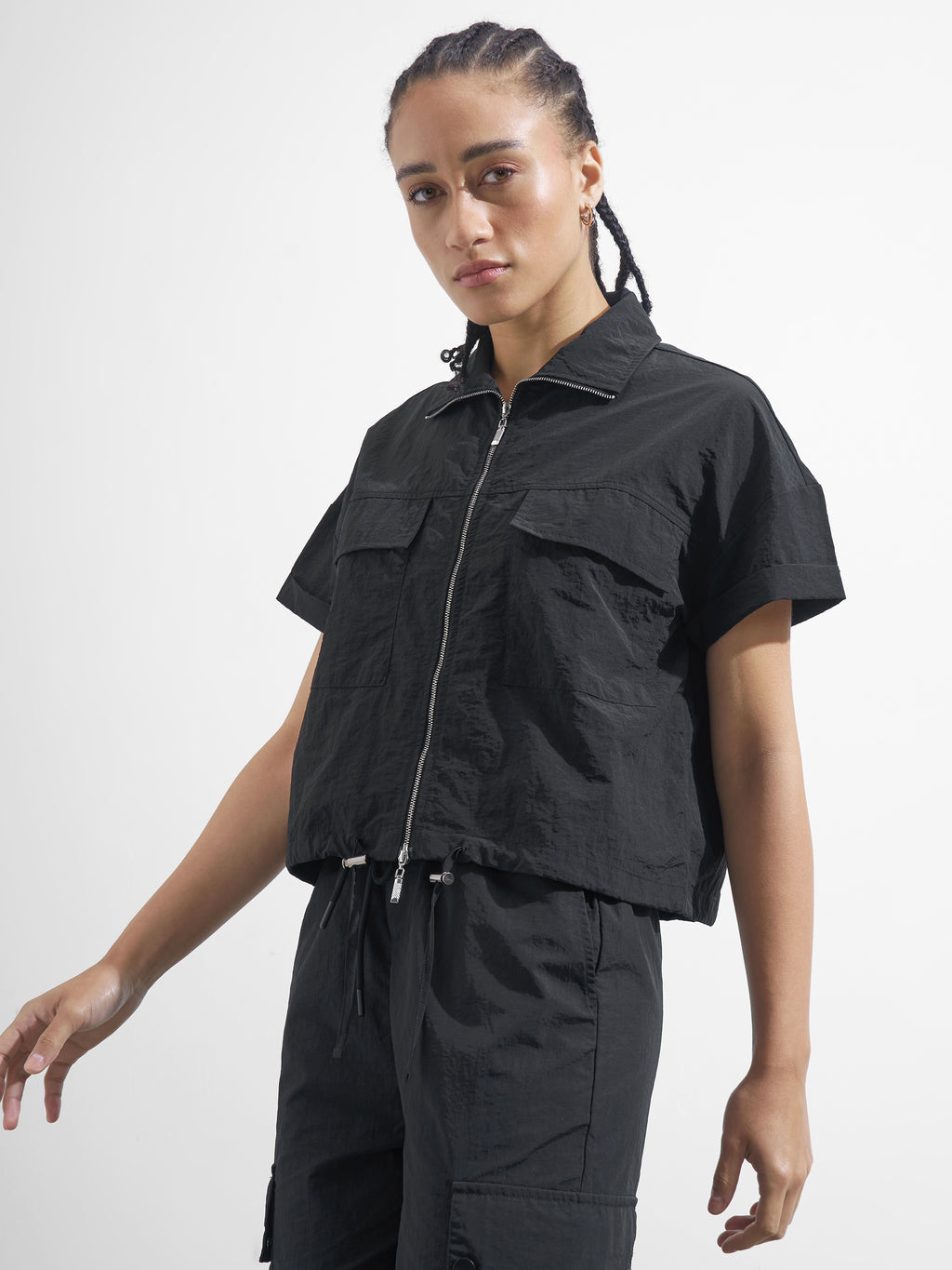 Street By Tokyo Talkies Women Black Solid Shirt Style Top - Black - Image 4