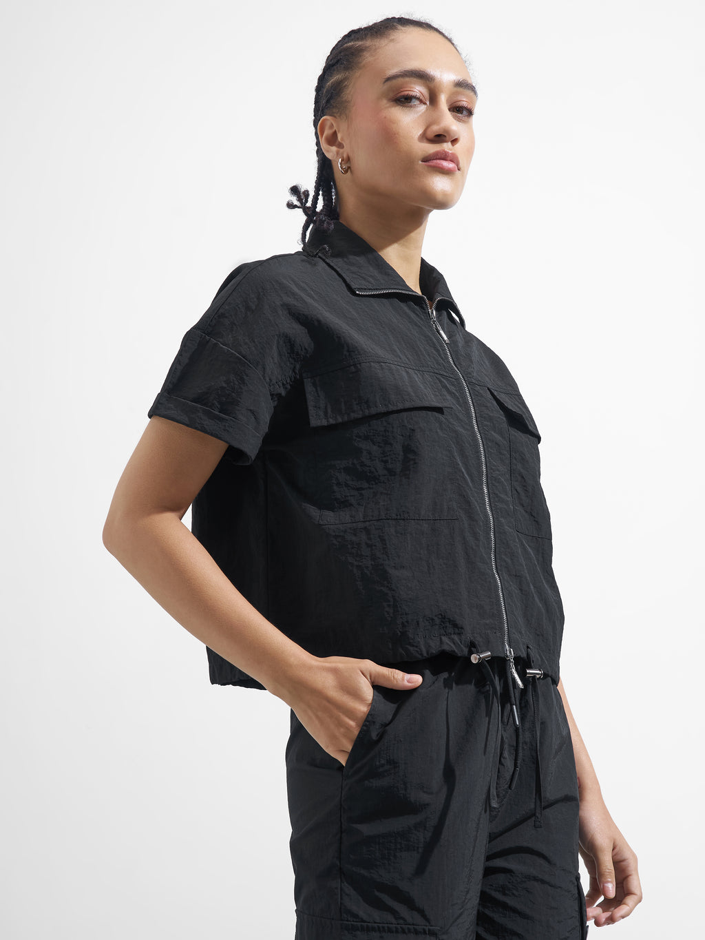 Street By Tokyo Talkies Women Black Solid Shirt Style Top - Black - Image 6