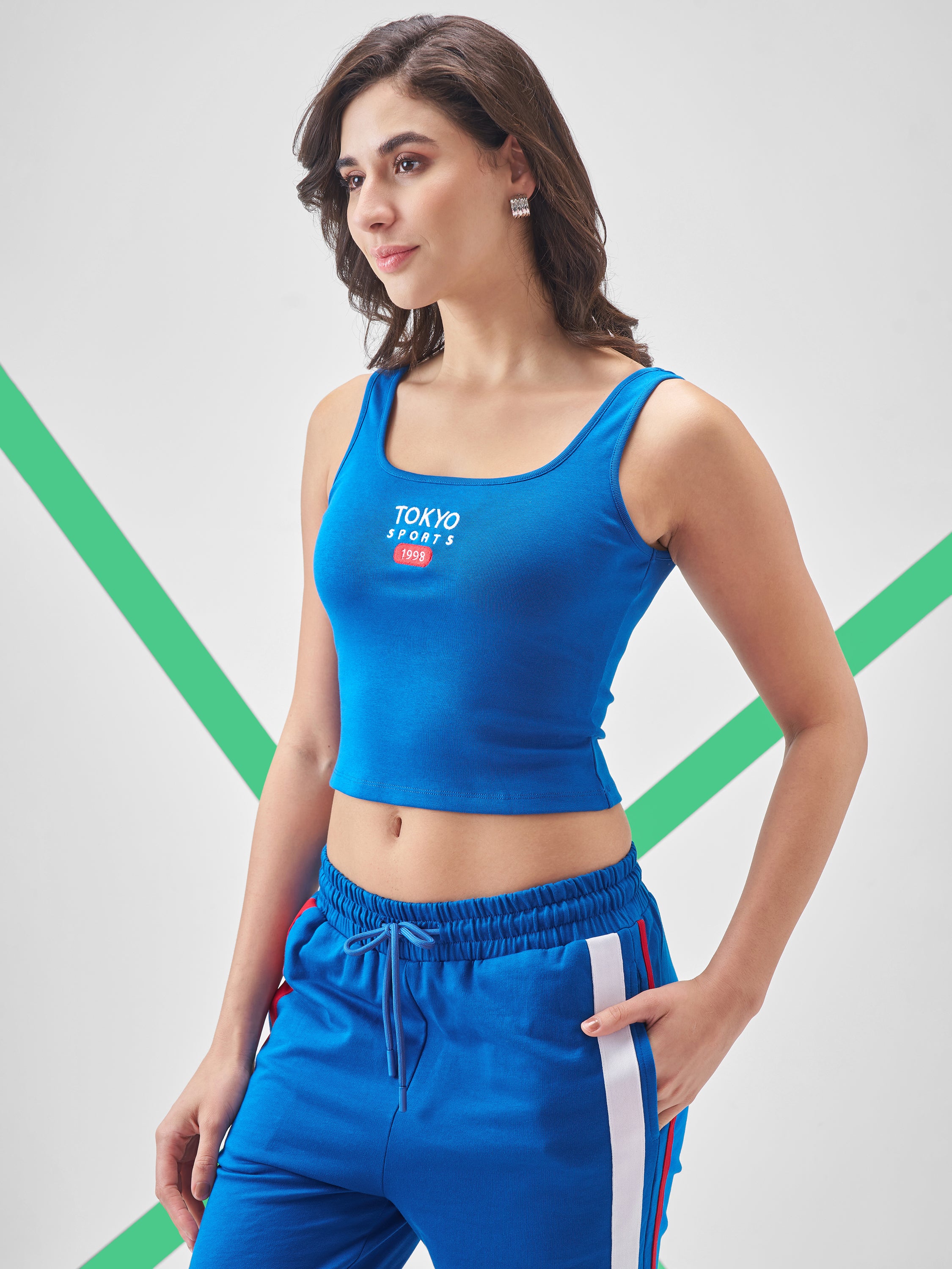 Street By Tokyo Talkies Women Blue Printed Tank Top - Blue - Image 4