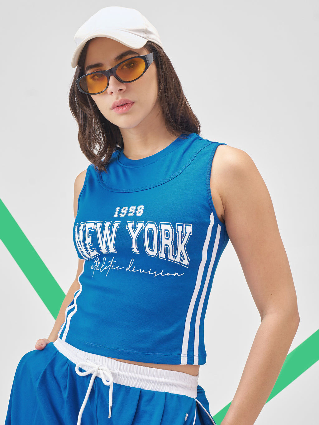 Street By Tokyo Talkies Women Blue Printed Tank Top - Blue - Image 1
