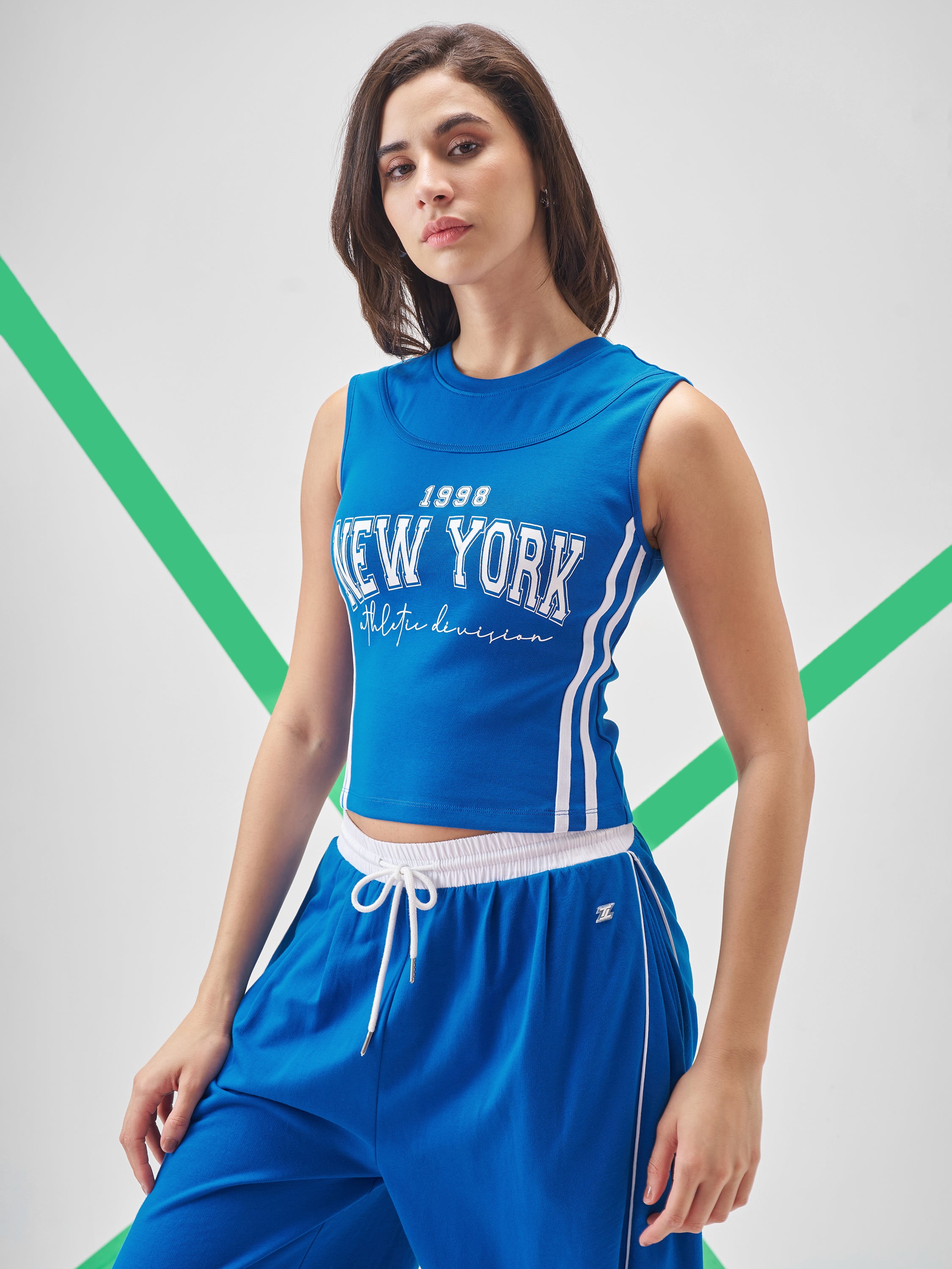 Street By Tokyo Talkies Women Blue Printed Tank Top - Blue - Image 4