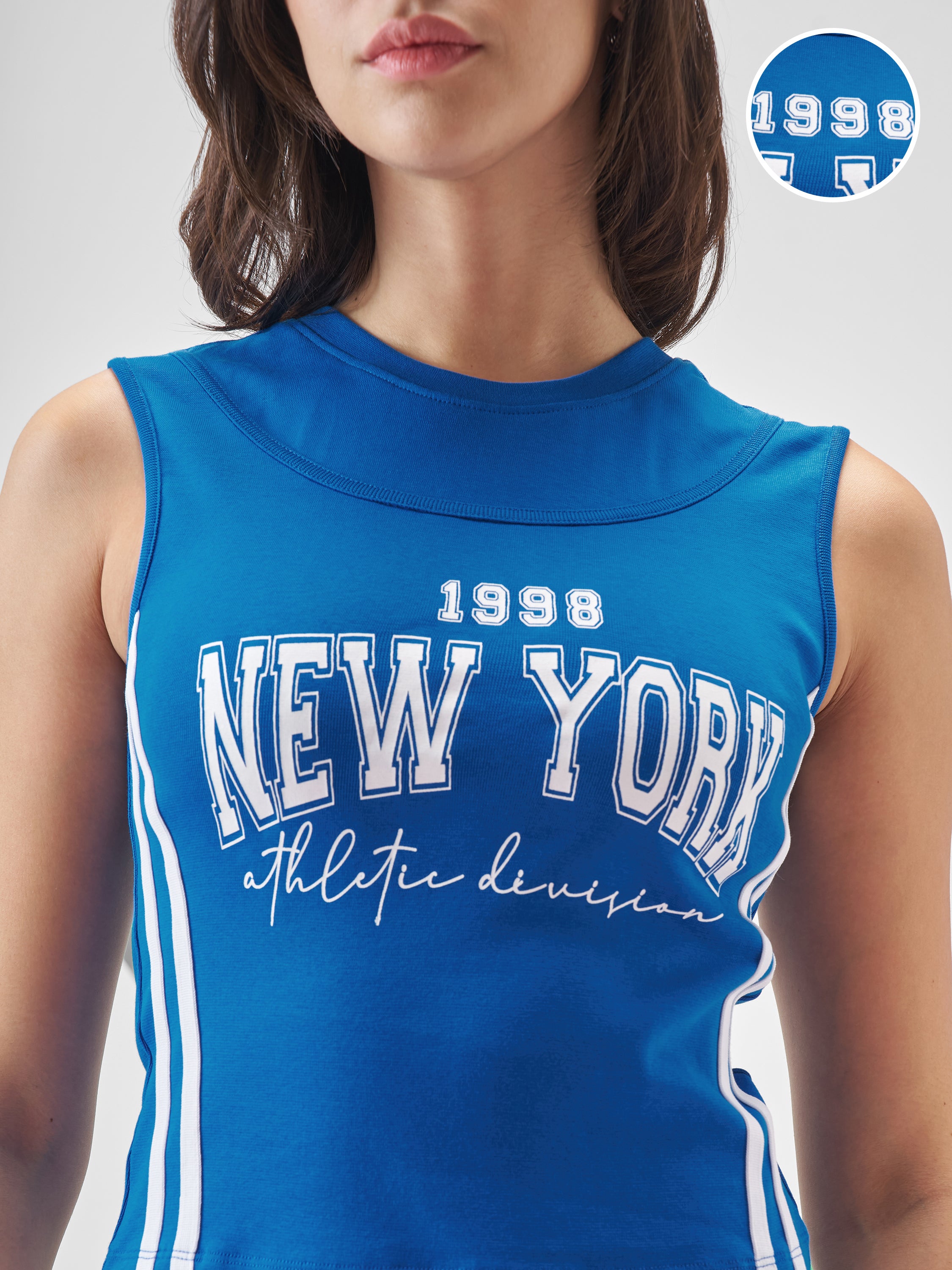 Street By Tokyo Talkies Women Blue Printed Tank Top - Blue - Image 5