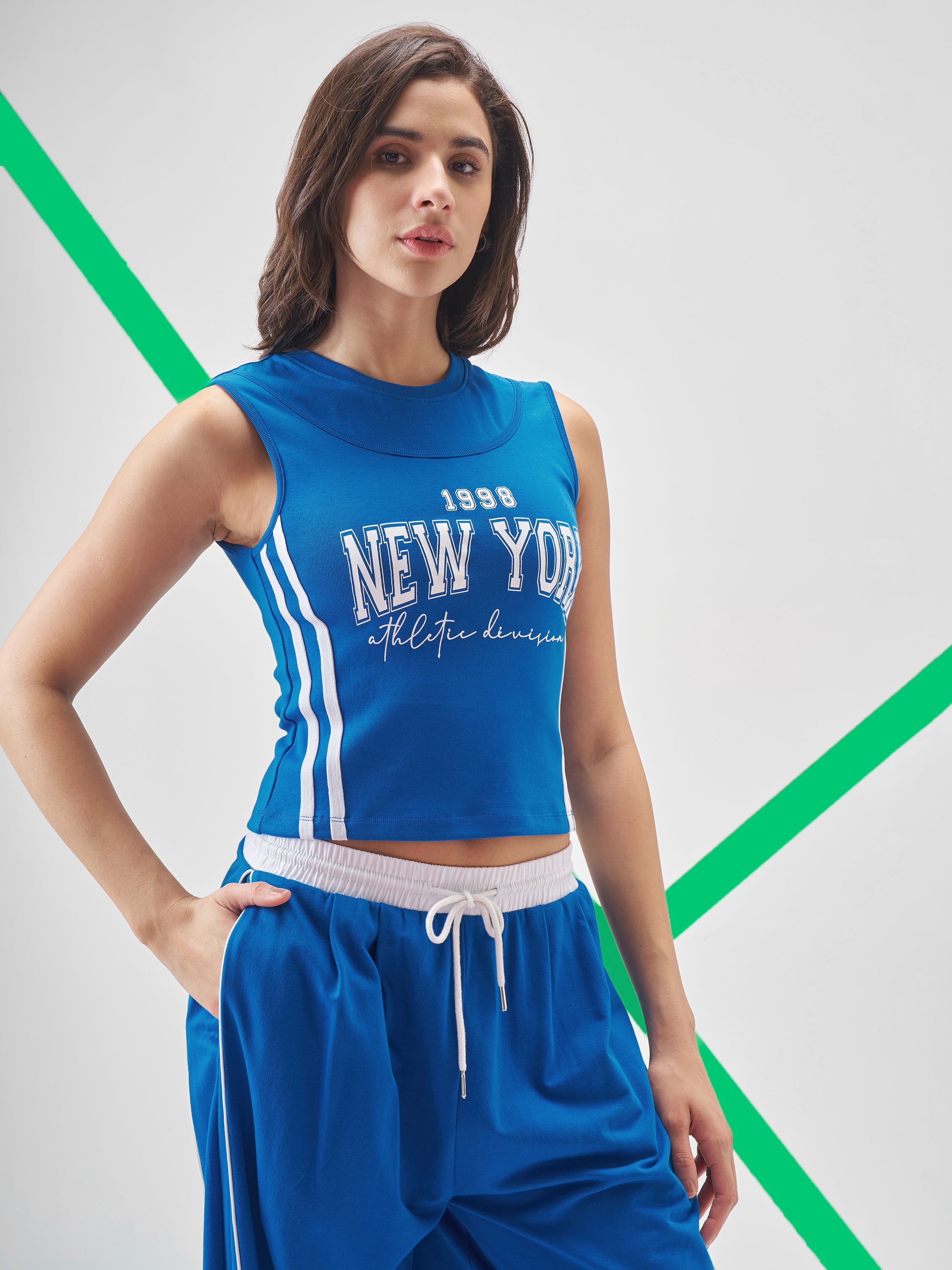 Street By Tokyo Talkies Women Blue Printed Tank Top - Blue - Image 6