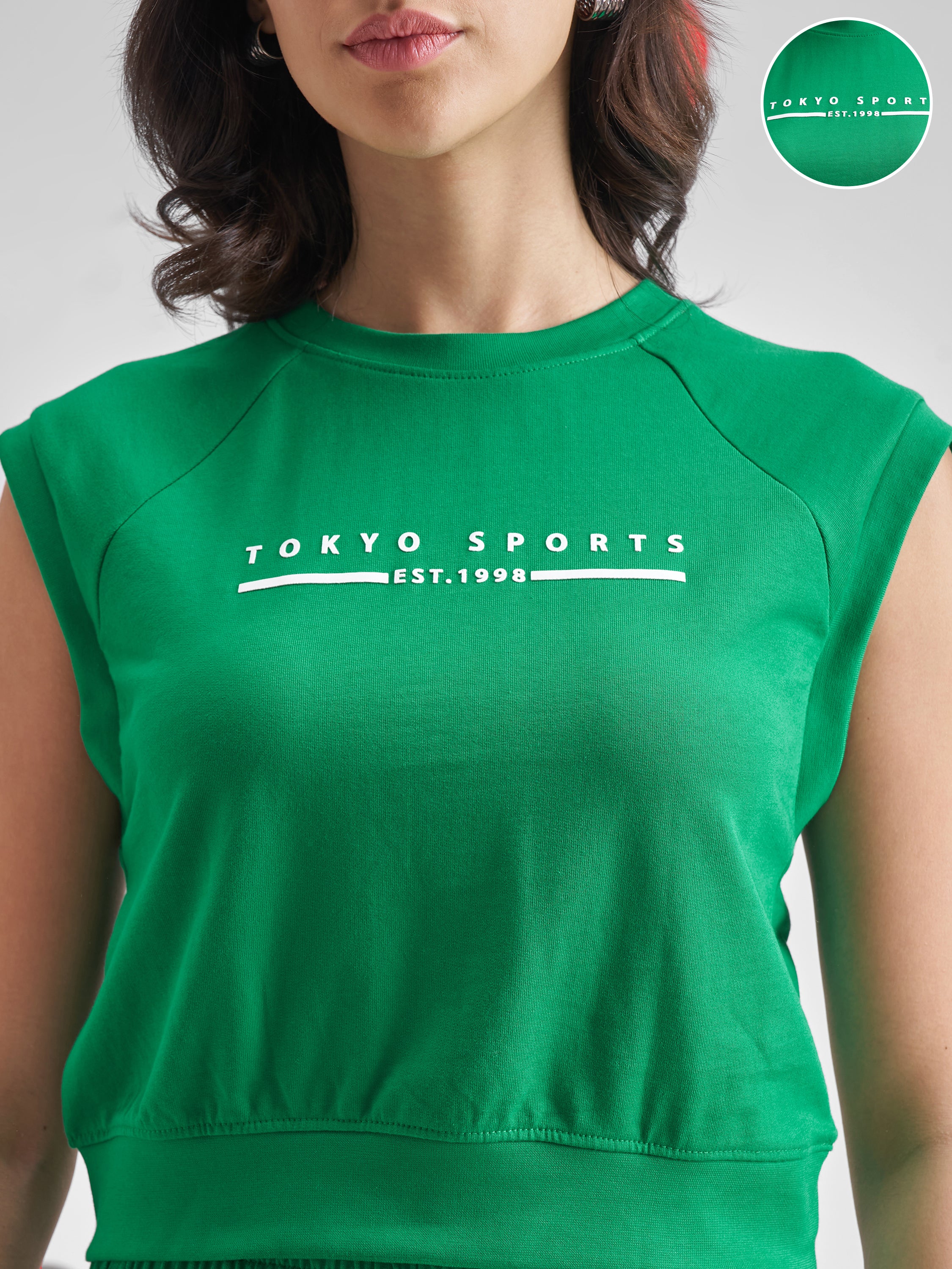 Street By Tokyo Talkies Women Green Printed Tank Top - Green - Image 5