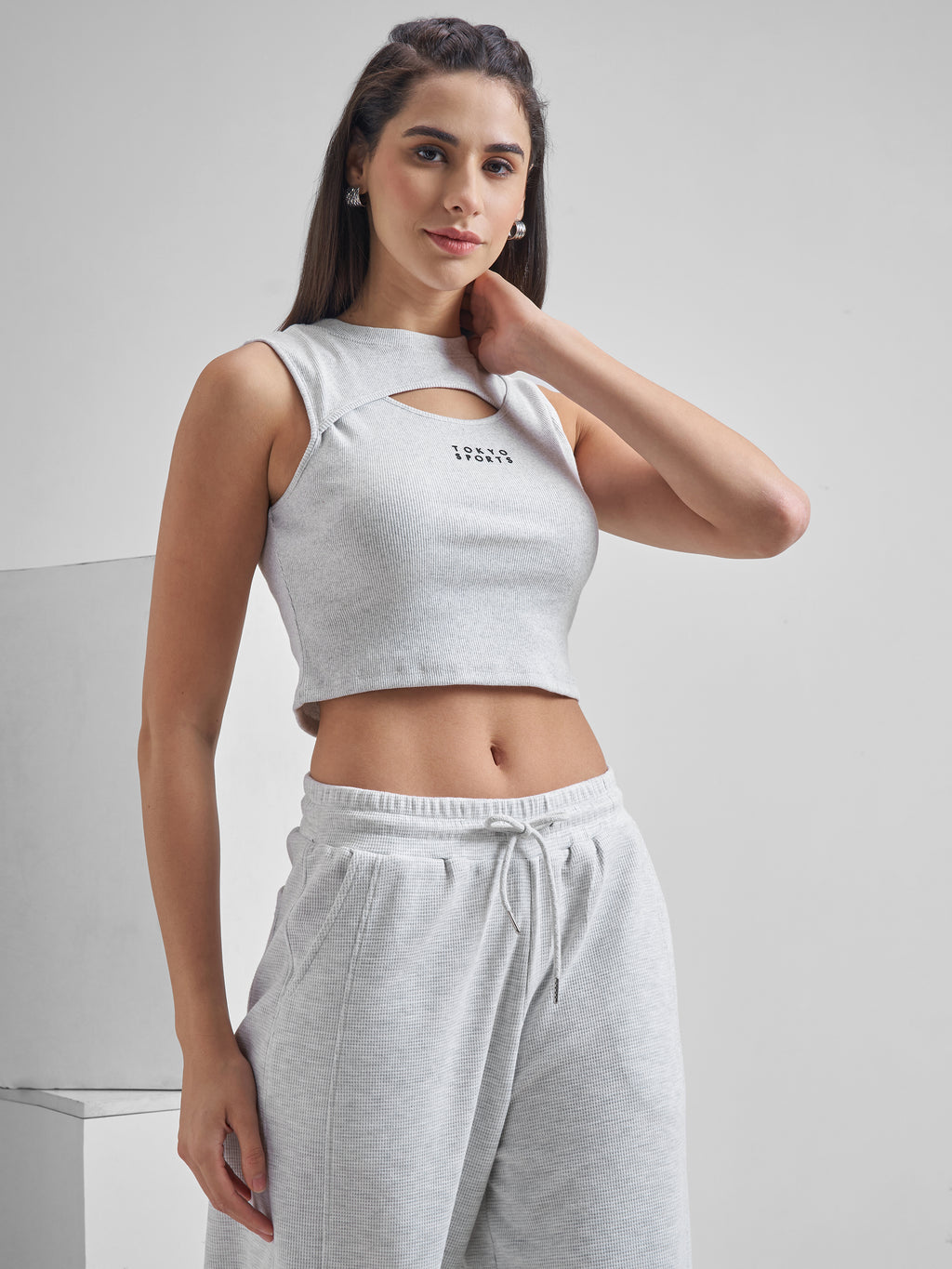 Street By Tokyo Talkies Women Grey Solid Regular Top - Grey - Image 6