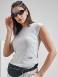 Street By Tokyo Talkies Women Grey Solid Regular Top - Grey - Image 1