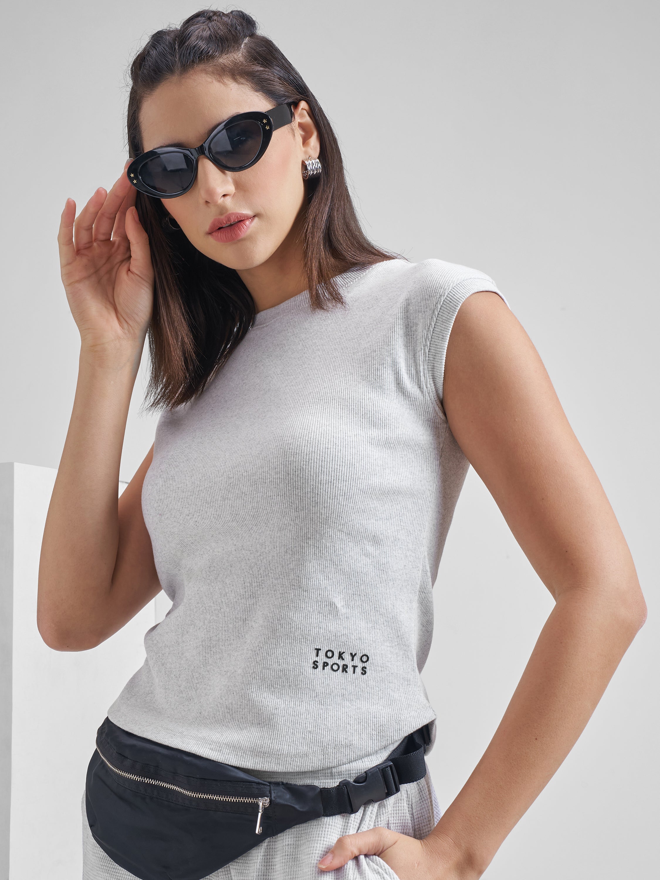 Street By Tokyo Talkies Women Grey Solid Regular Top - Grey - Image 1
