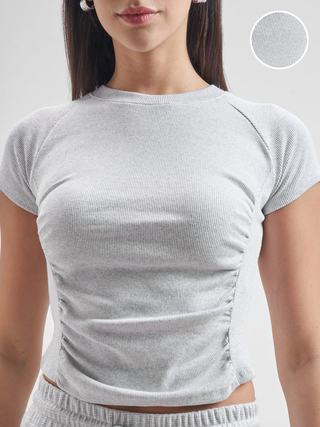 Street By Tokyo Talkies Women Grey Solid Regular Top - Grey - Image 5