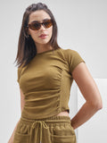 Street By Tokyo Talkies Women Brown Solid Regular Top - Brown - Image 1