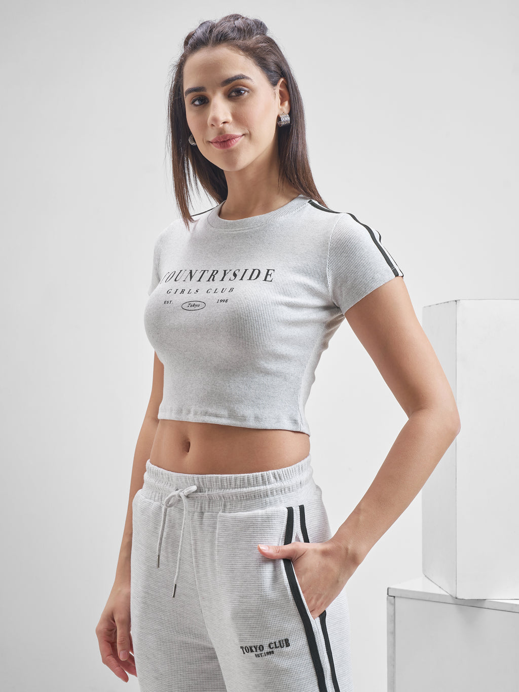 Street By Tokyo Talkies Women Grey Printed Regular Top - Grey - Image 4