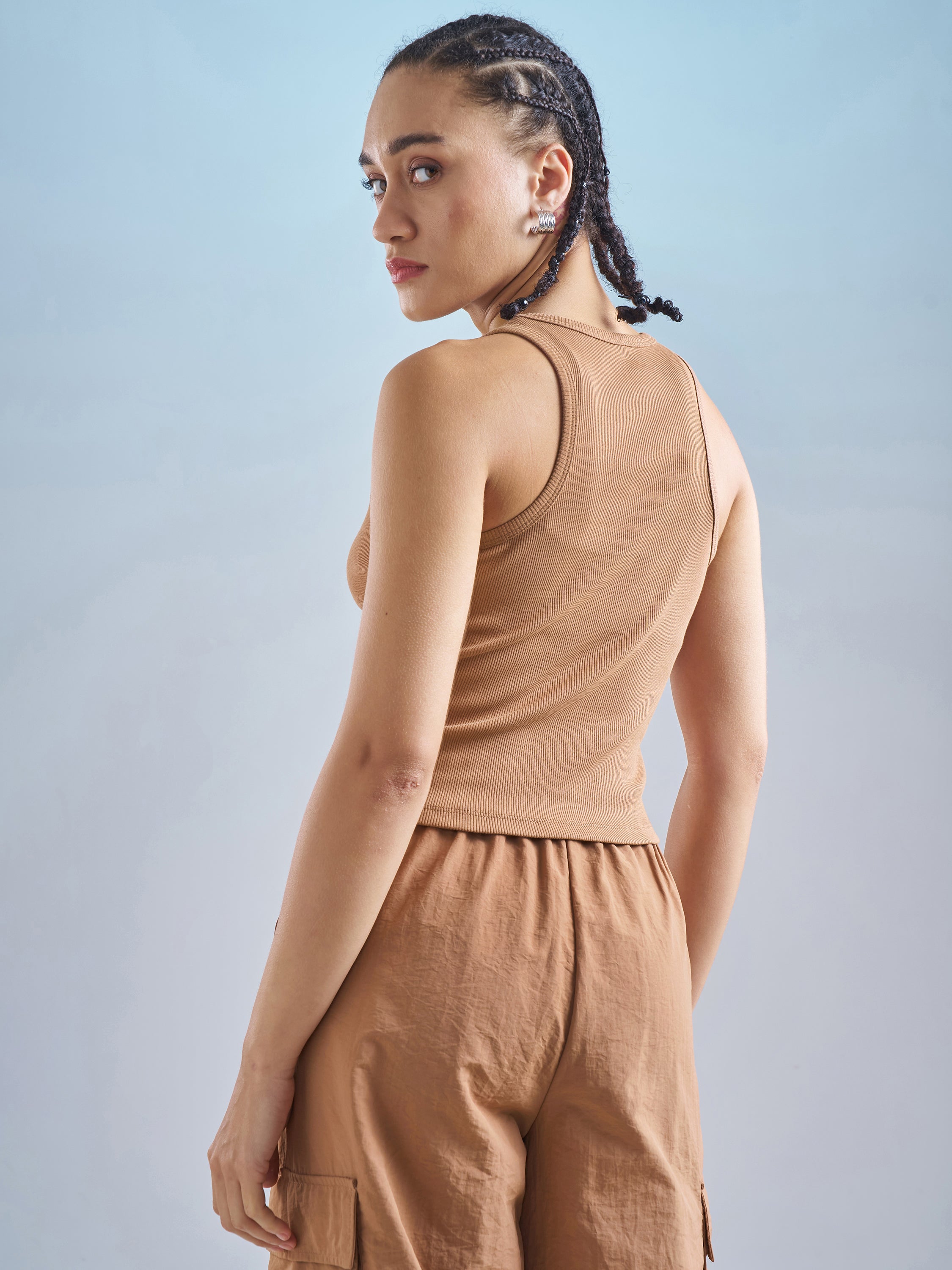 Street By Tokyo Talkies Women Brown Solid Regular Top - Brown - Image 3