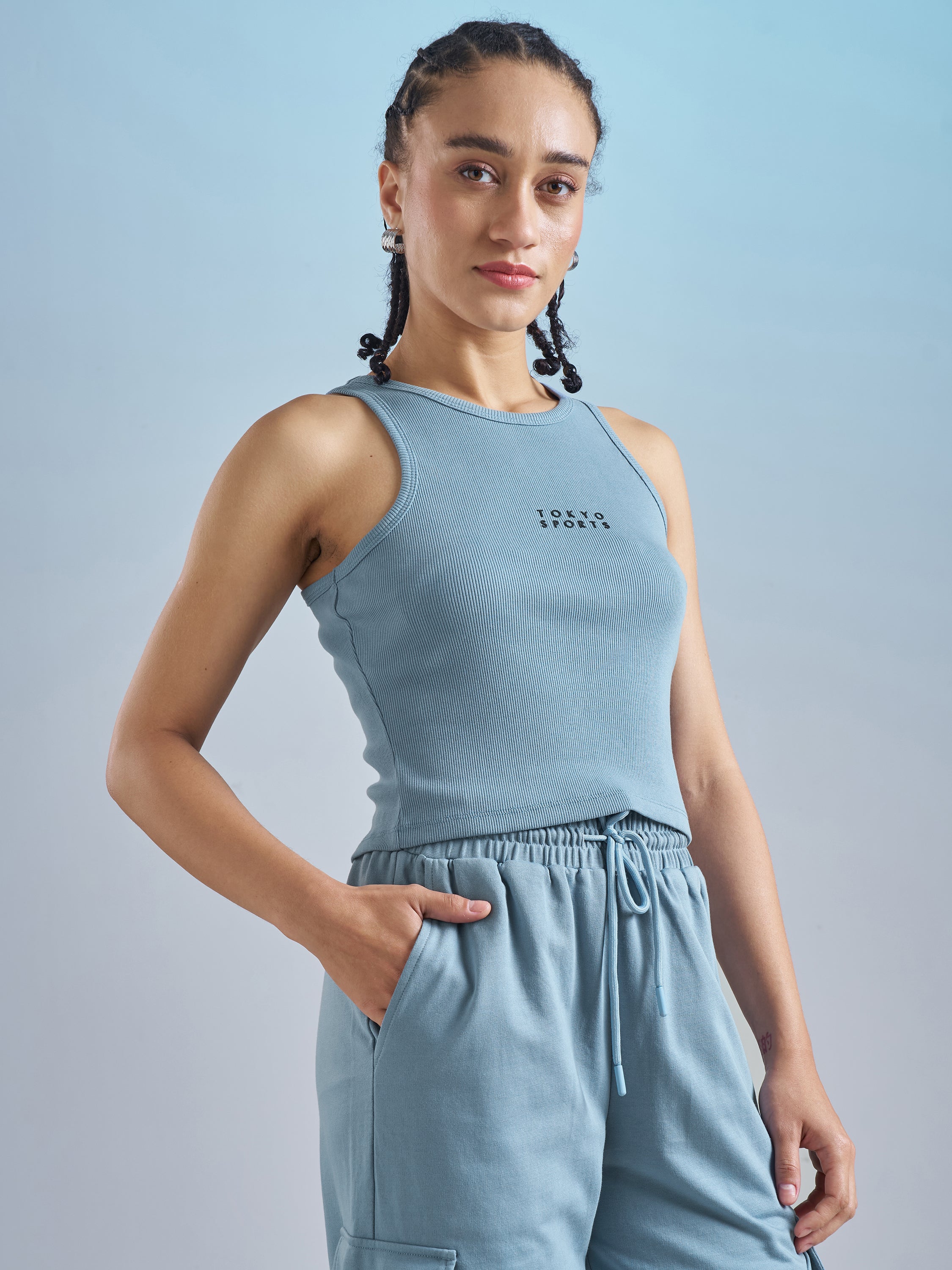 Street By Tokyo Talkies Women Blue Solid Regular Top - Blue - Image 6