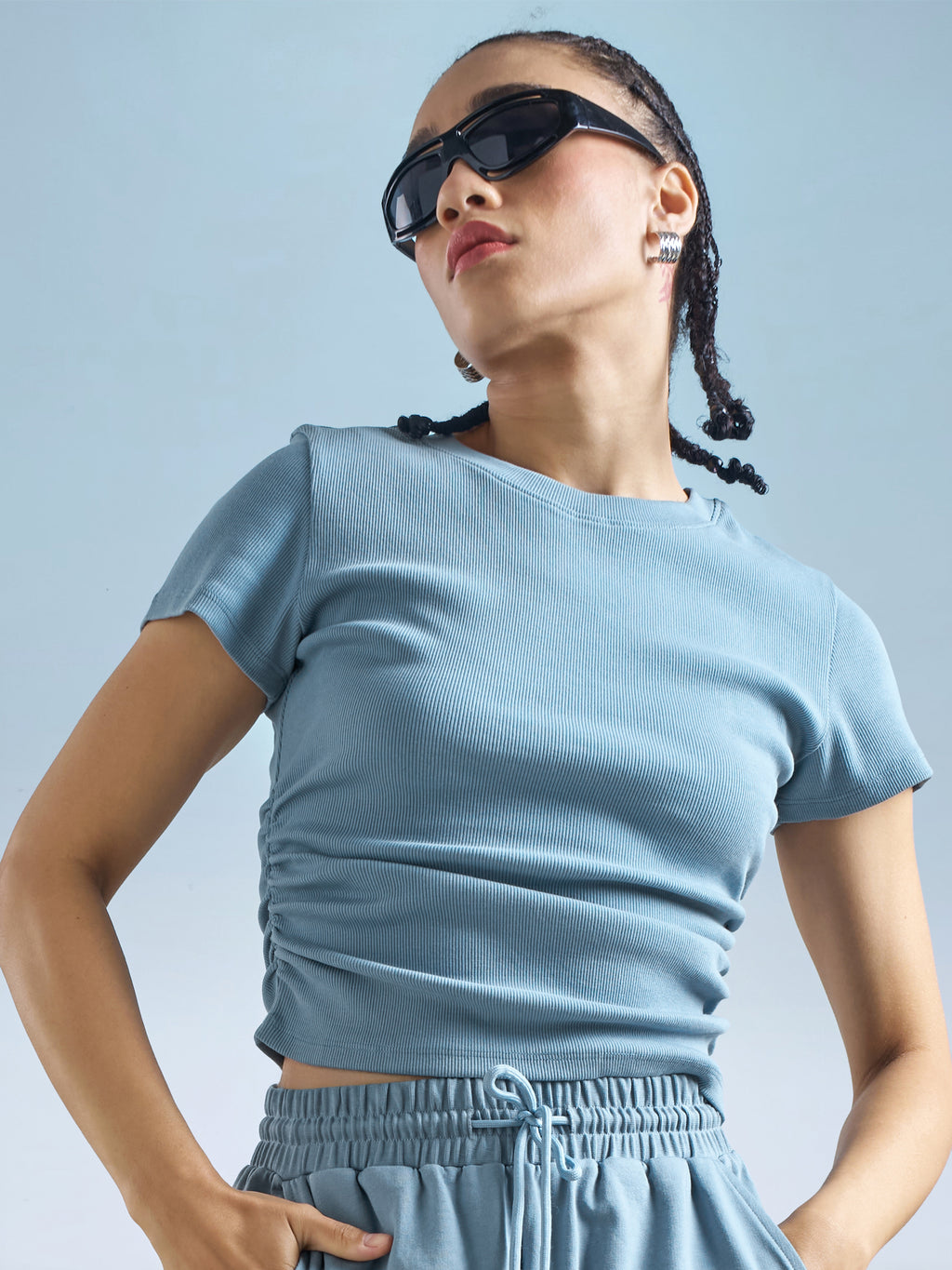 Street By Tokyo Talkies Women Blue Solid Regular Top - Blue - Image 1