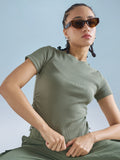 Street By Tokyo Talkies Women Olive Solid Regular Top - Olive - Image 1