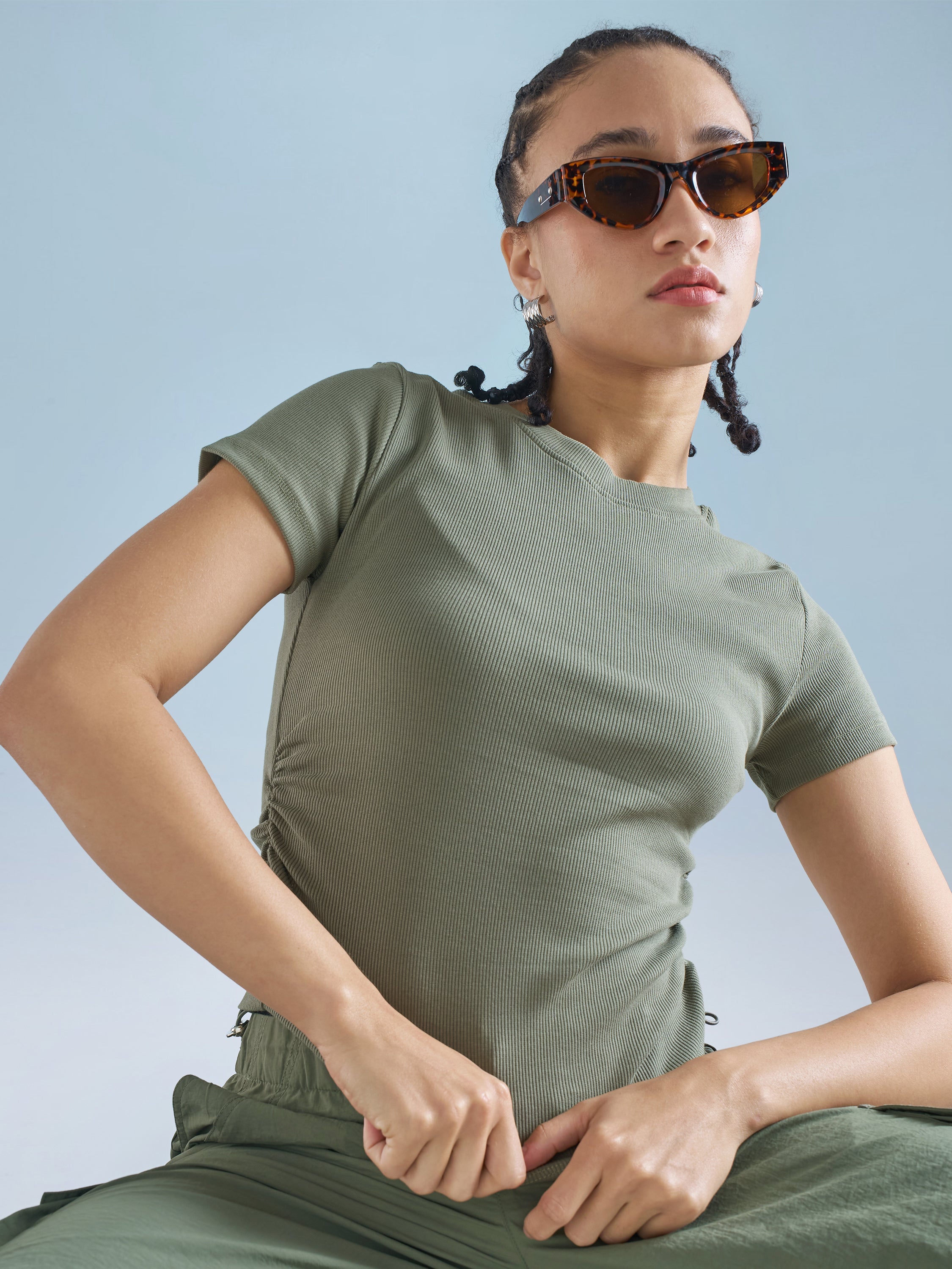 Street By Tokyo Talkies Women Olive Solid Regular Top - Olive - Image 1