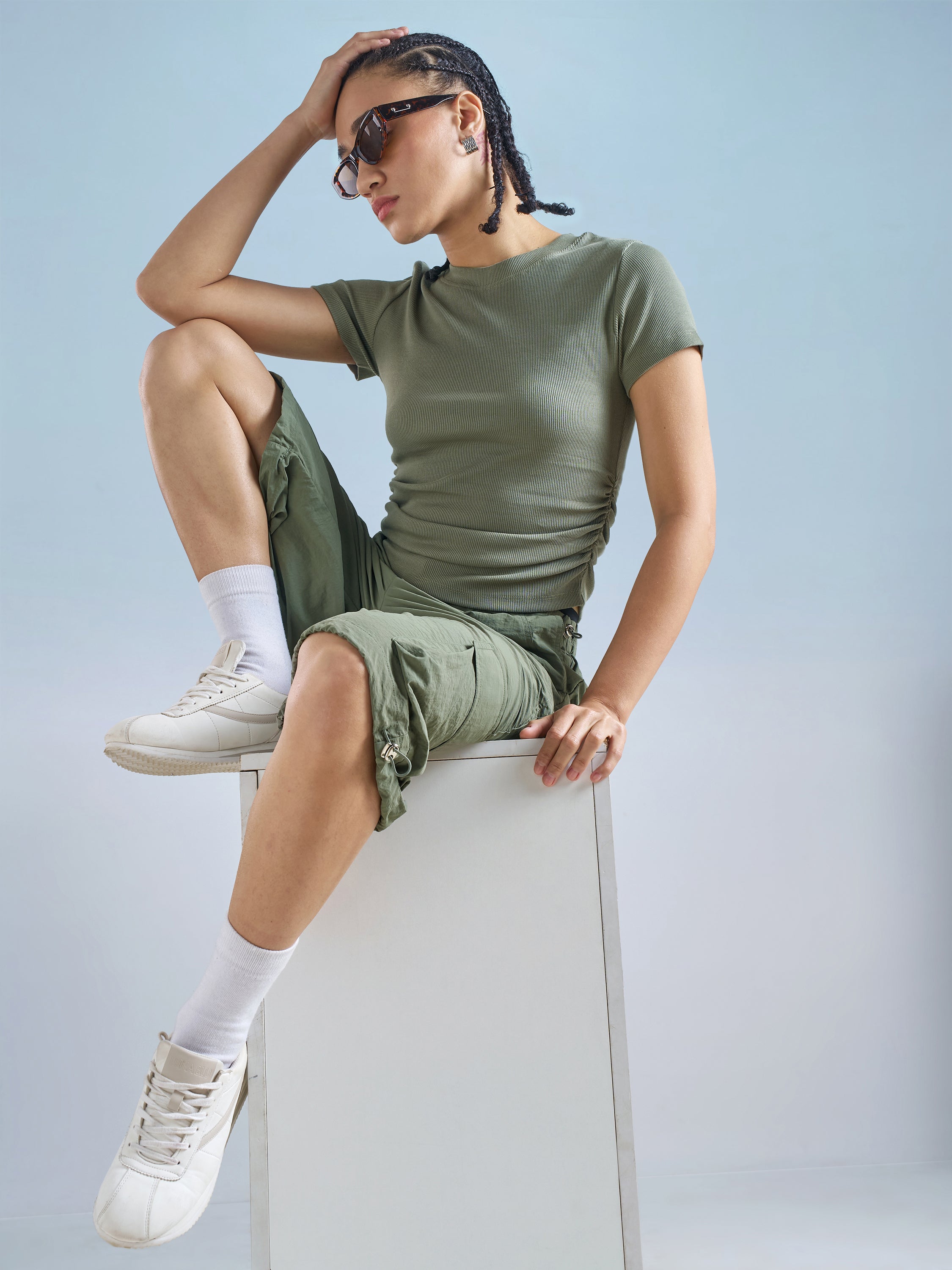 Street By Tokyo Talkies Women Olive Solid Regular Top - Olive - Image 2