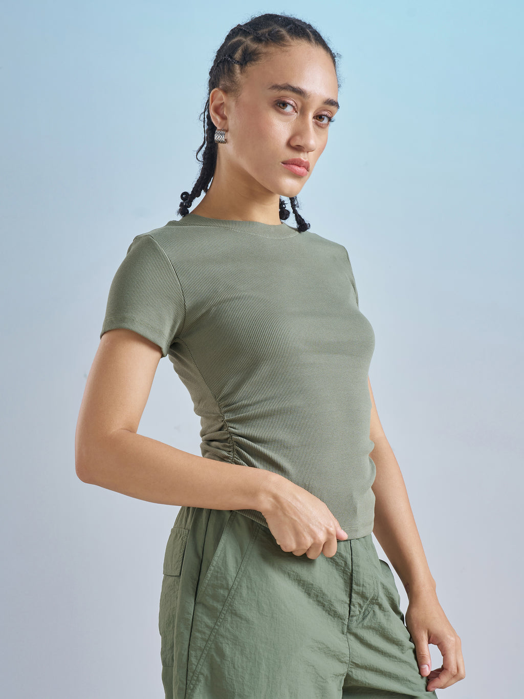Street By Tokyo Talkies Women Olive Solid Regular Top - Olive - Image 6