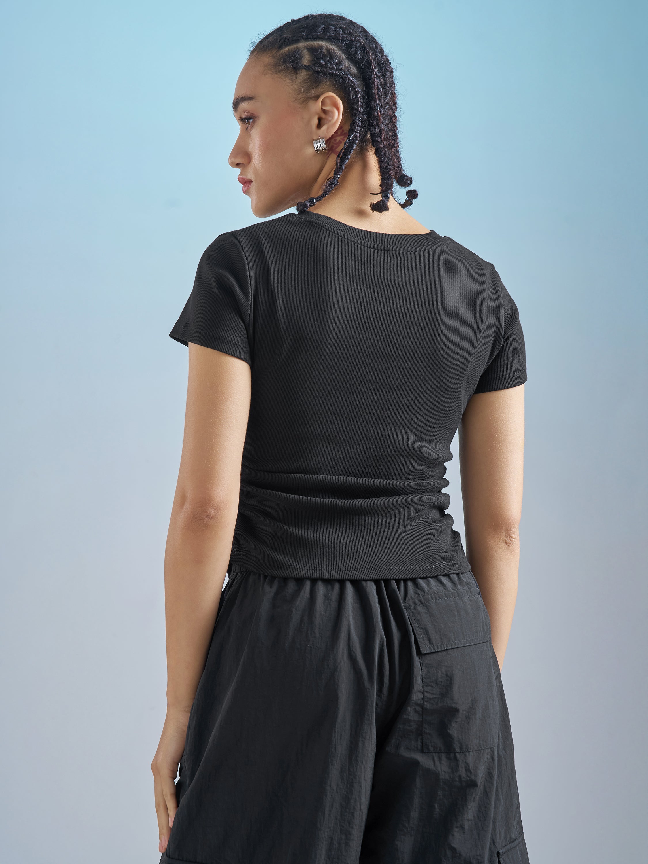 Street By Tokyo Talkies Women Black Solid Regular Top - Black - Image 3