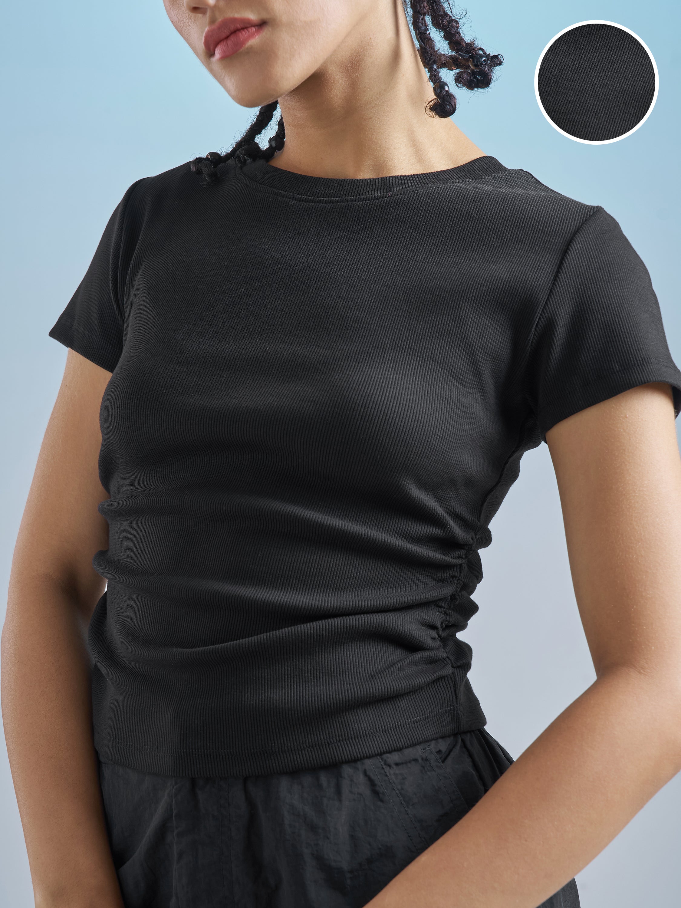 Street By Tokyo Talkies Women Black Solid Regular Top - Black - Image 5
