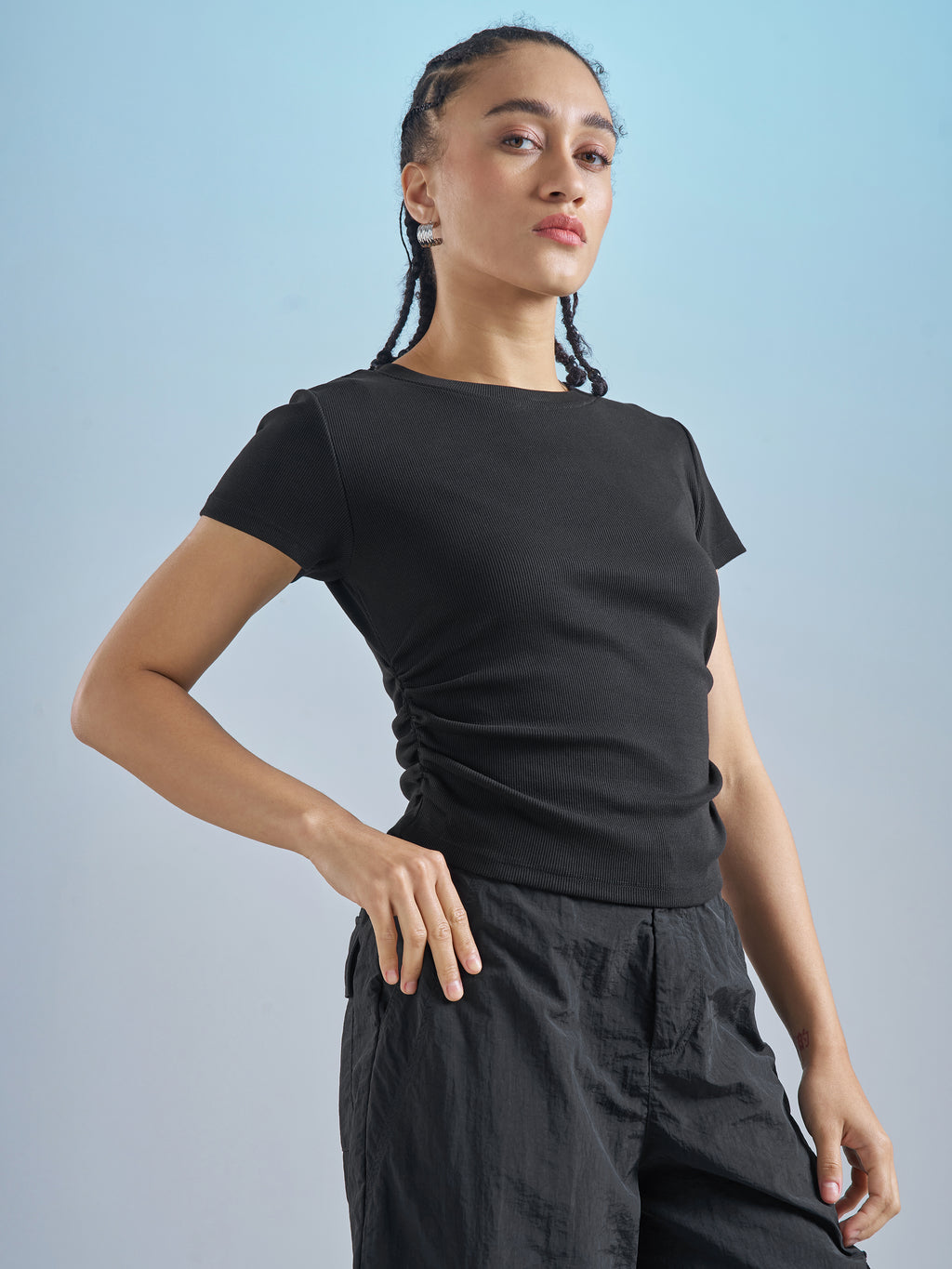 Street By Tokyo Talkies Women Black Solid Regular Top - Black - Image 6