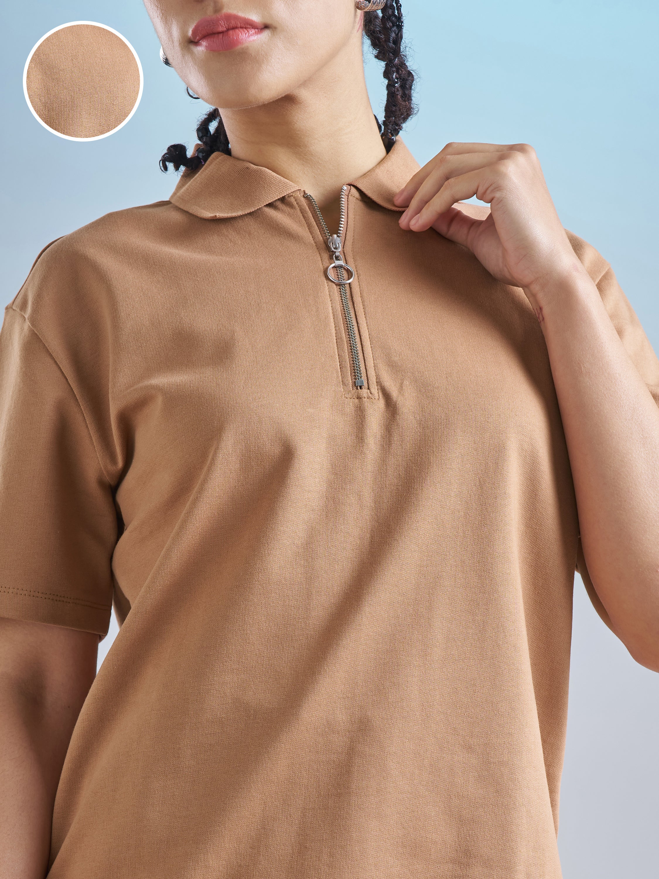 Street By Tokyo Talkies Women Brown Solid Regular Top - Brown - Image 5