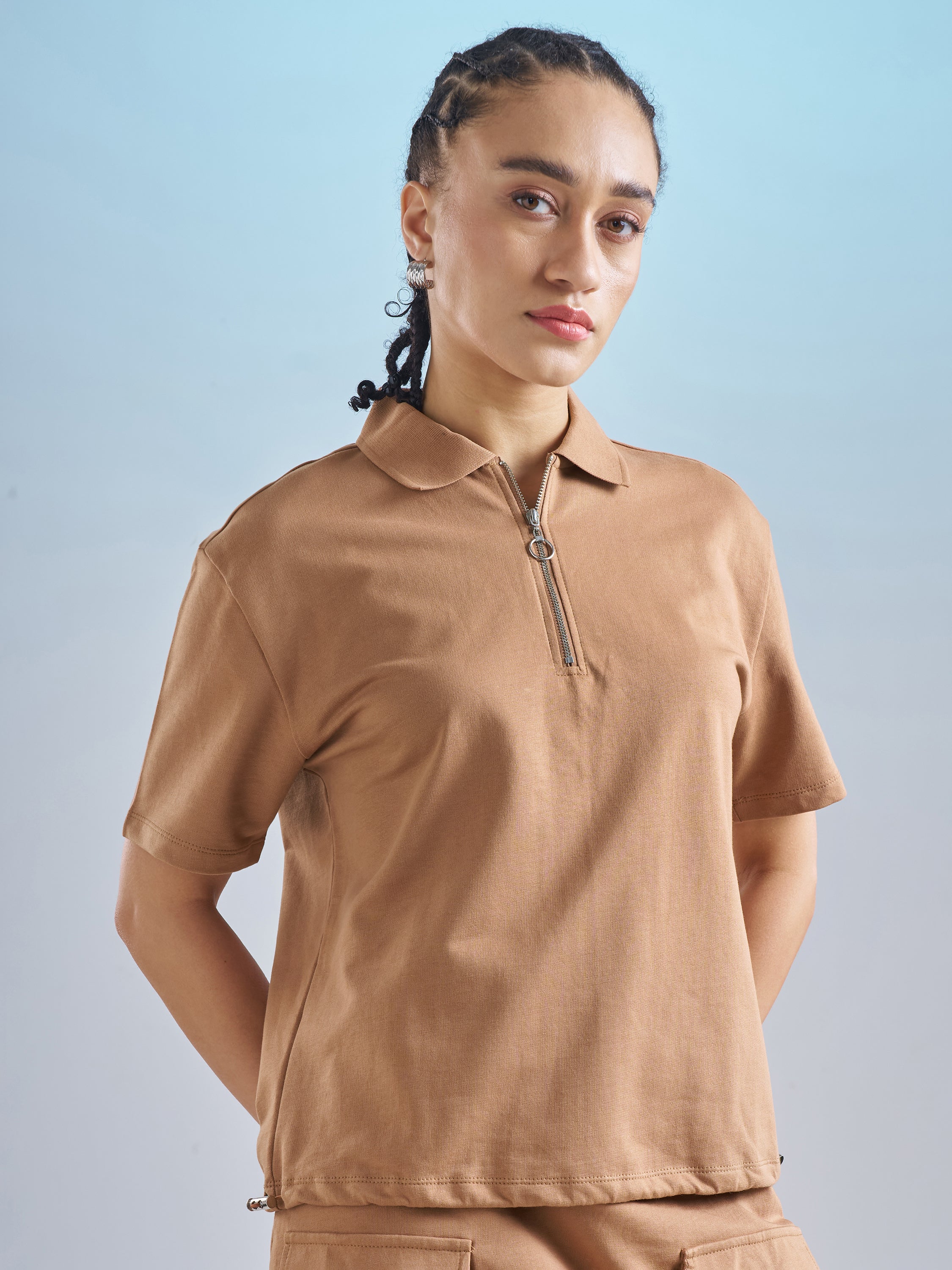 Street By Tokyo Talkies Women Brown Solid Regular Top - Brown - Image 6
