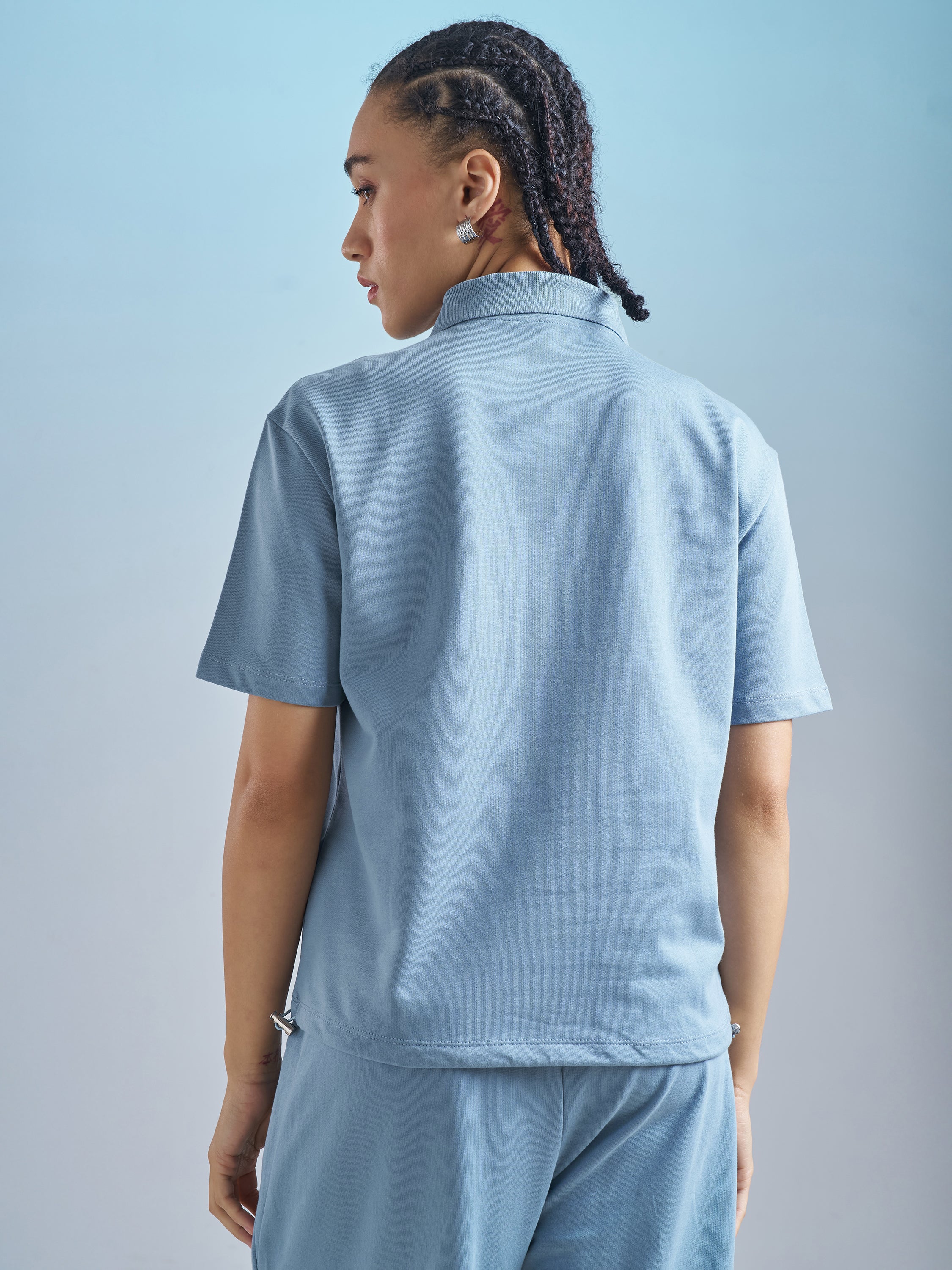 Street By Tokyo Talkies Women Blue Solid Regular Top - Blue - Image 3