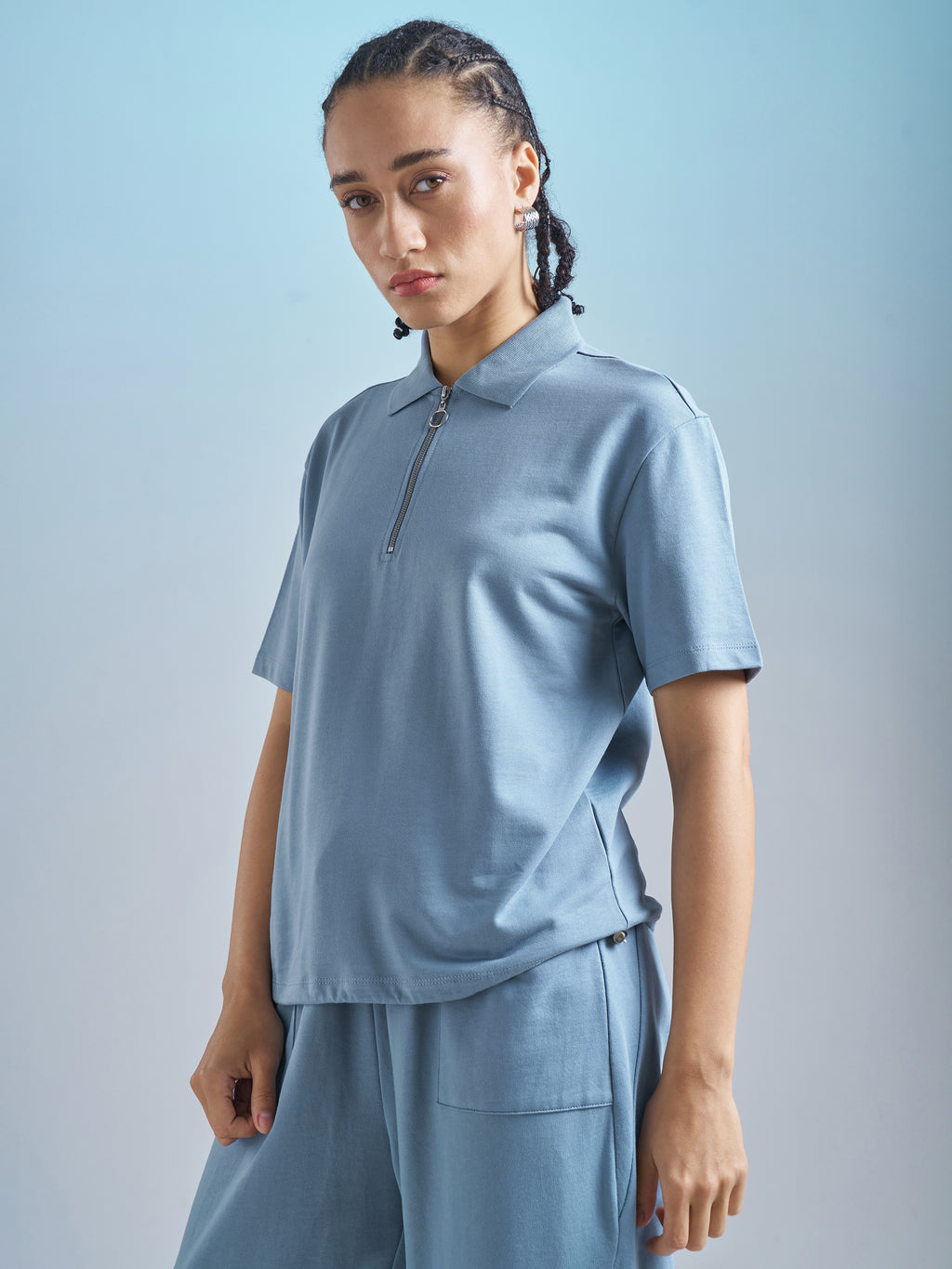Street By Tokyo Talkies Women Blue Solid Regular Top - Blue - Image 4