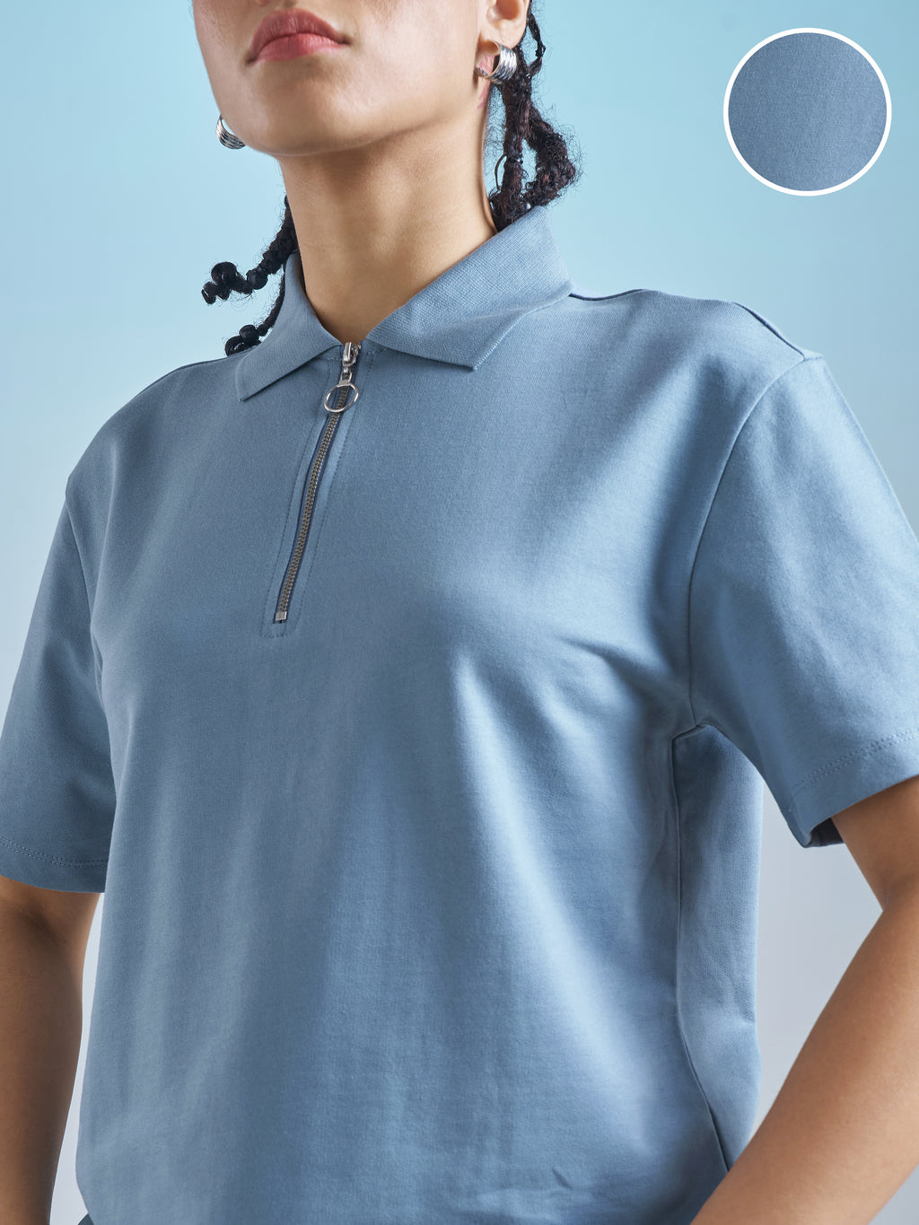 Street By Tokyo Talkies Women Blue Solid Regular Top - Blue - Image 5
