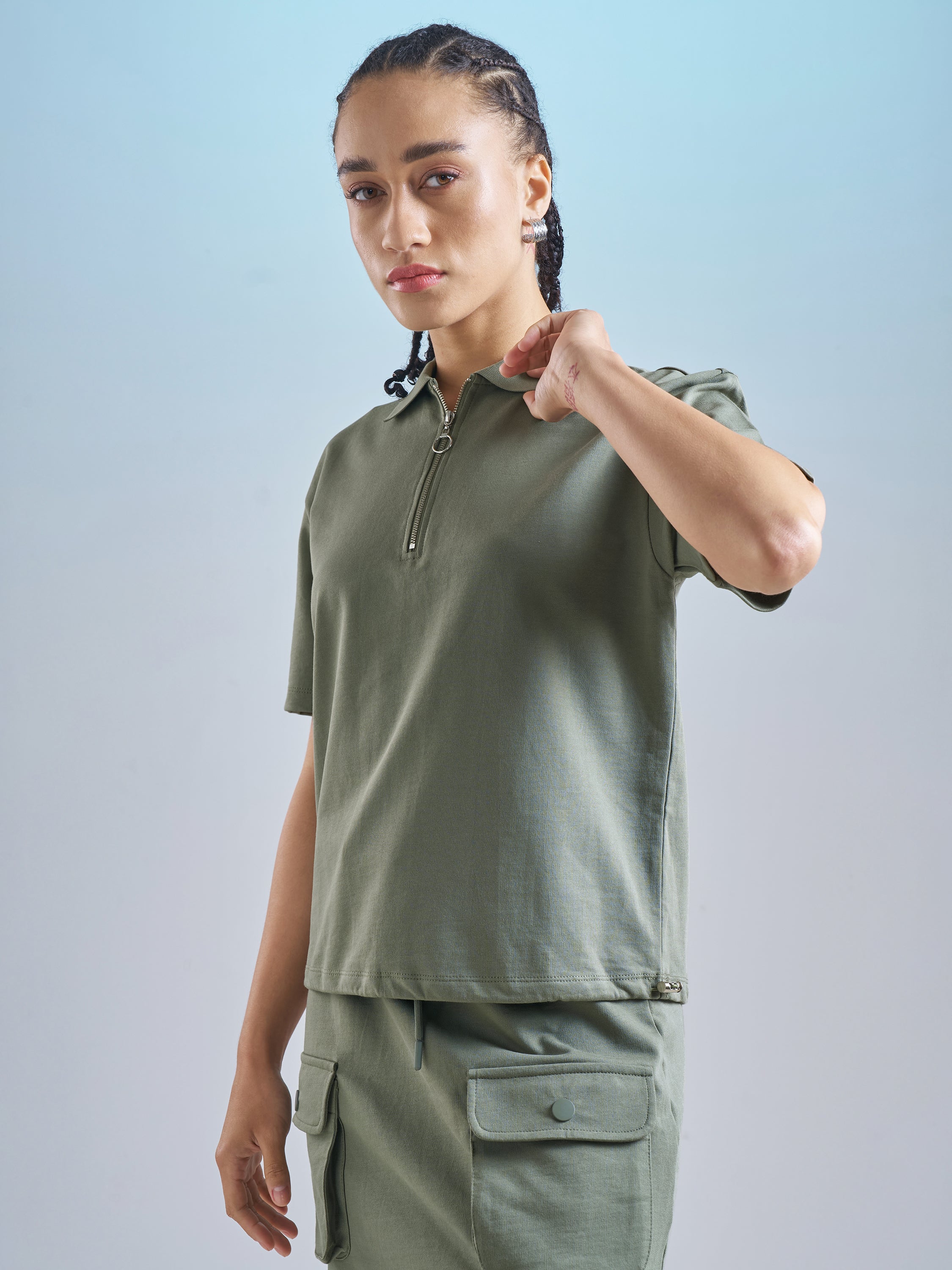 Street By Tokyo Talkies Women Olive Solid Regular Top - Olive - Image 4