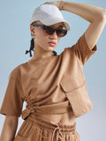 Street By Tokyo Talkies Women Brown Solid Regular Top - Brown - Image 1