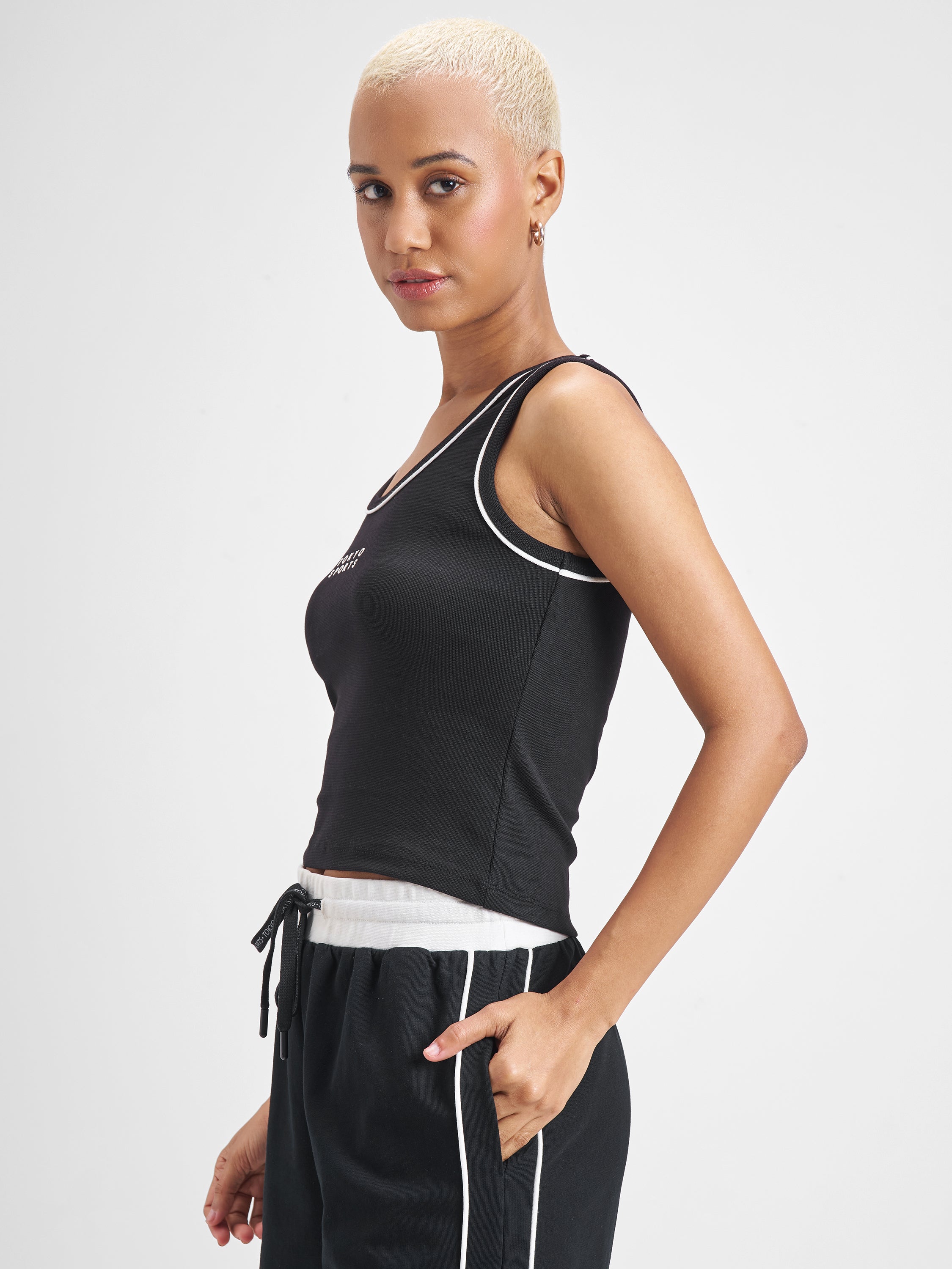 Street By Tokyo Talkies Women Black Printed Tank Top - Black - Image 4