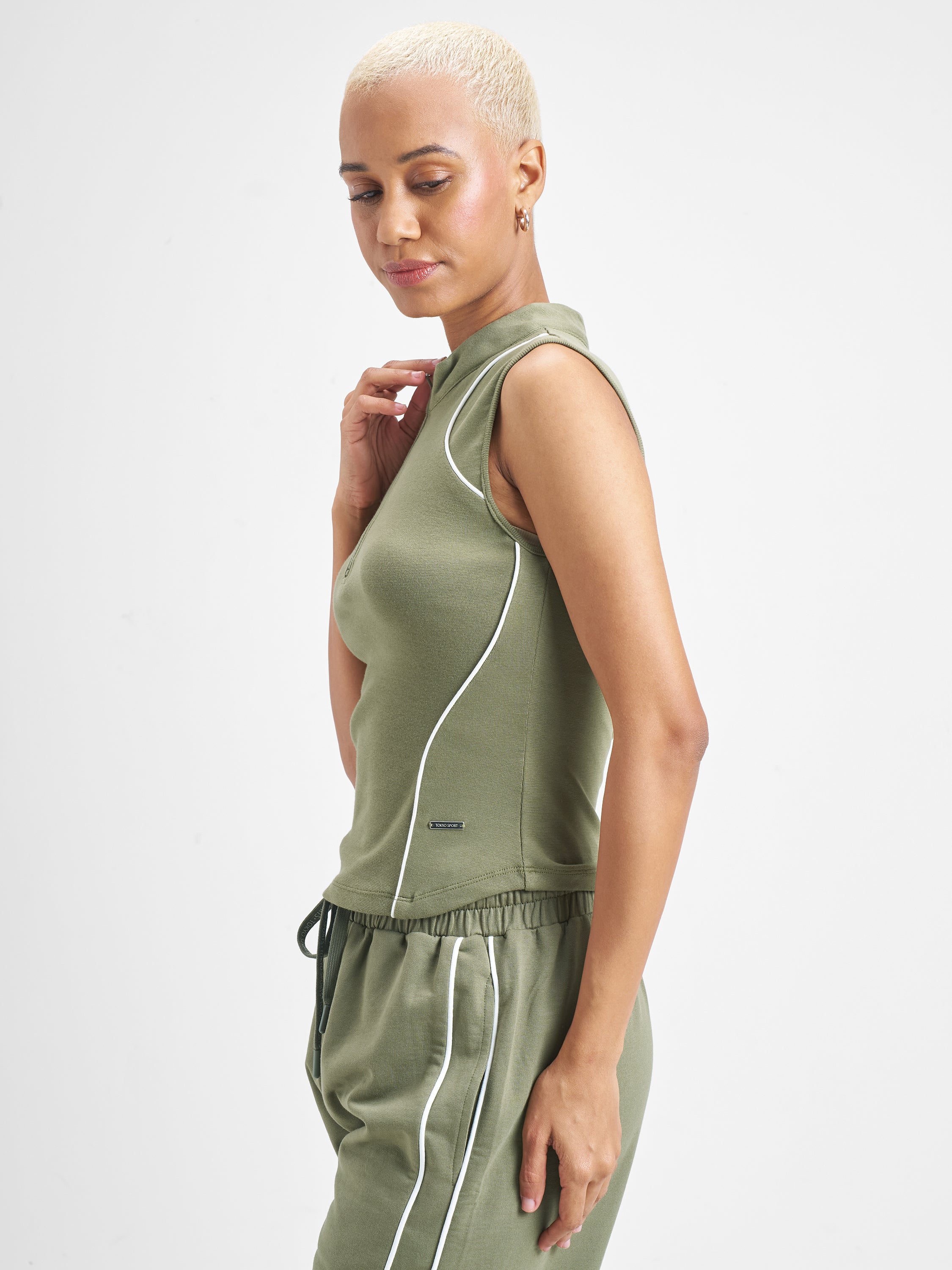 Street By Tokyo Talkies Women Olive Solid Fitted Top - Olive - Image 4