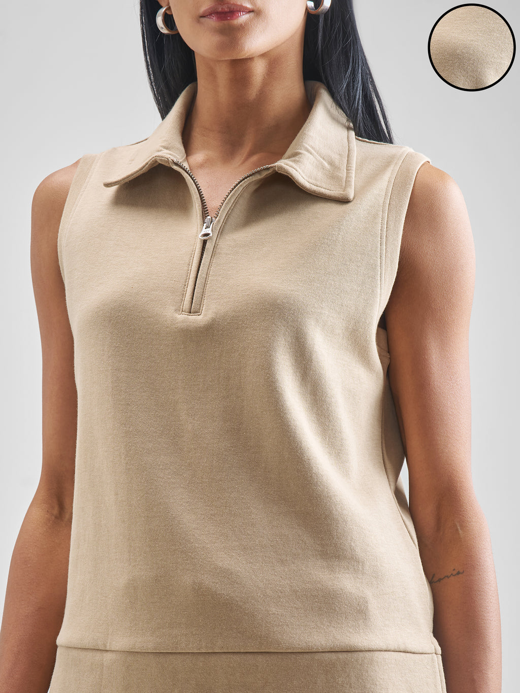 Street By Tokyo Talkies Women Beige Solid Regular Top - Beige - Image 5