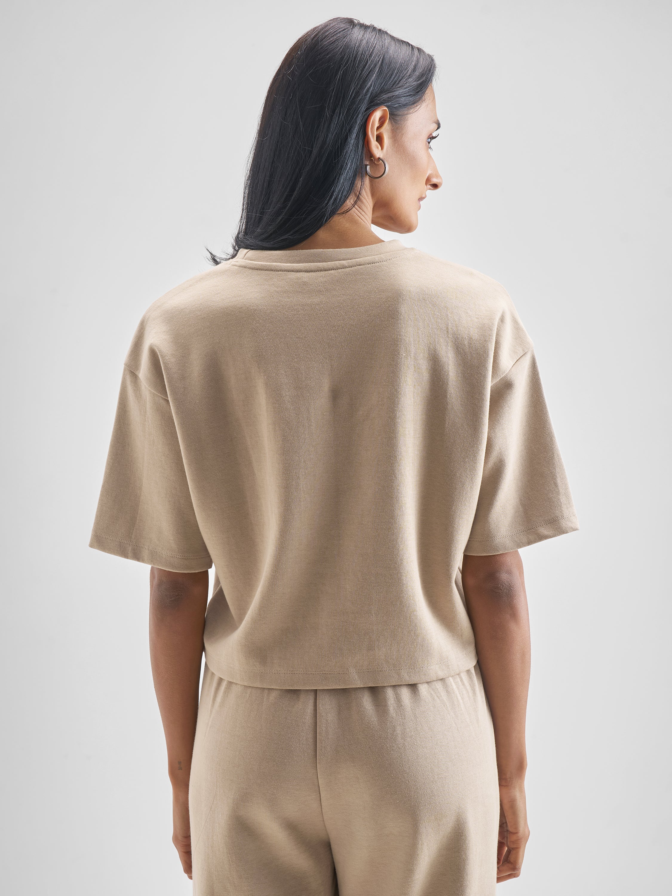 Tokyo Talkies Women Beige Self Design Regular Top - Beige - Image 3