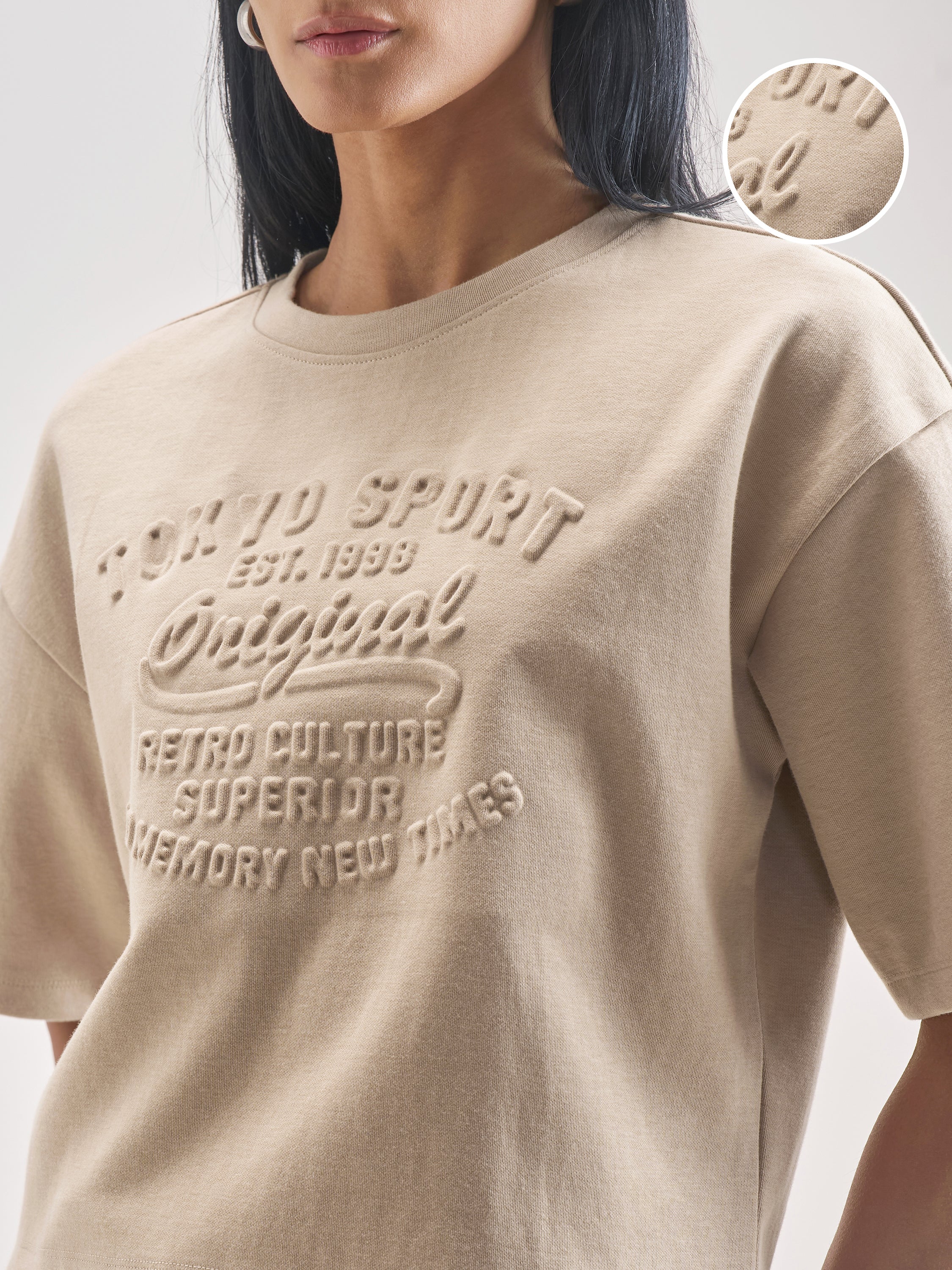 Tokyo Talkies Women Beige Self Design Regular Top - Beige - Image 5