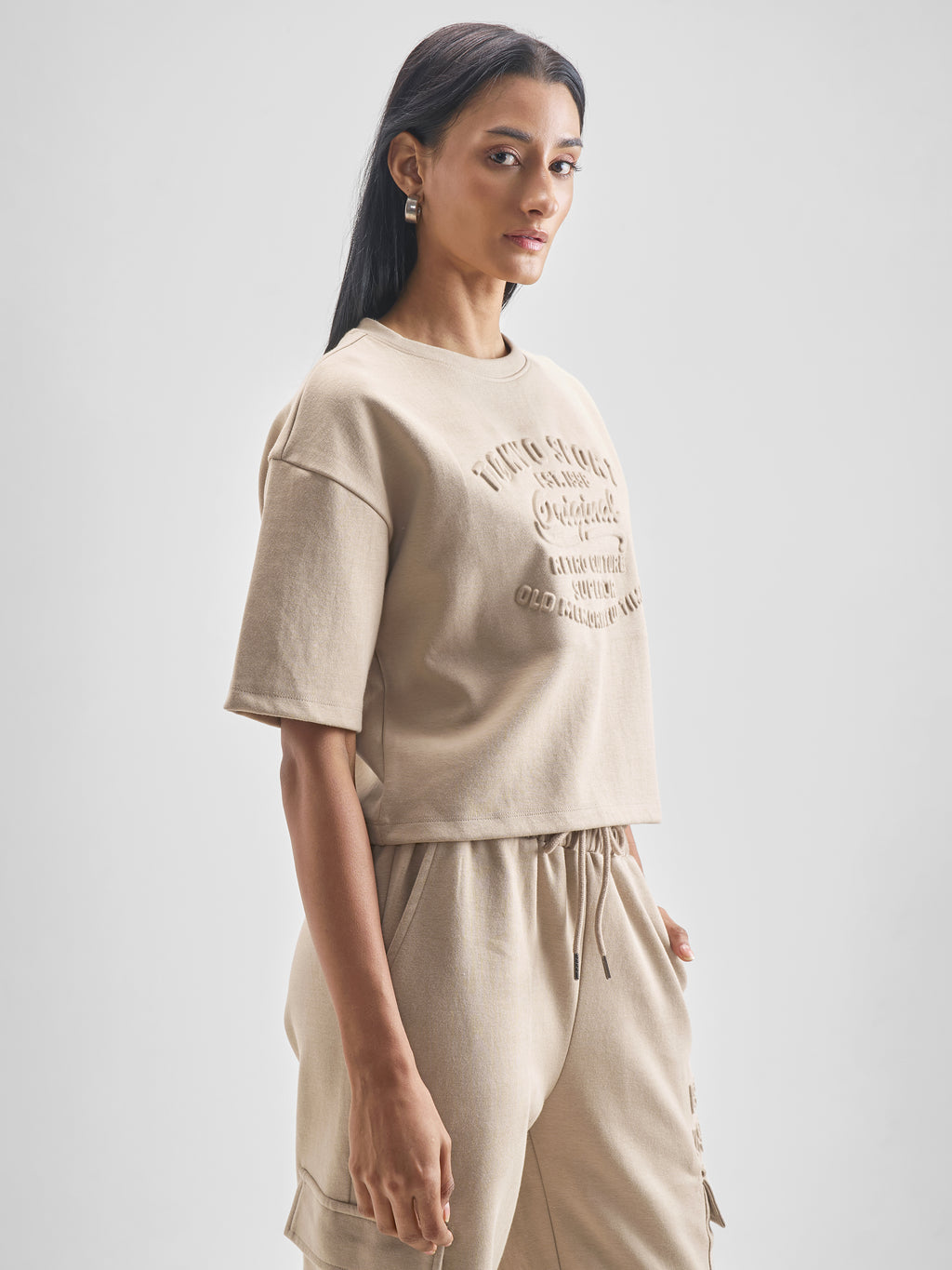 Tokyo Talkies Women Beige Self Design Regular Top - Beige - Image 6
